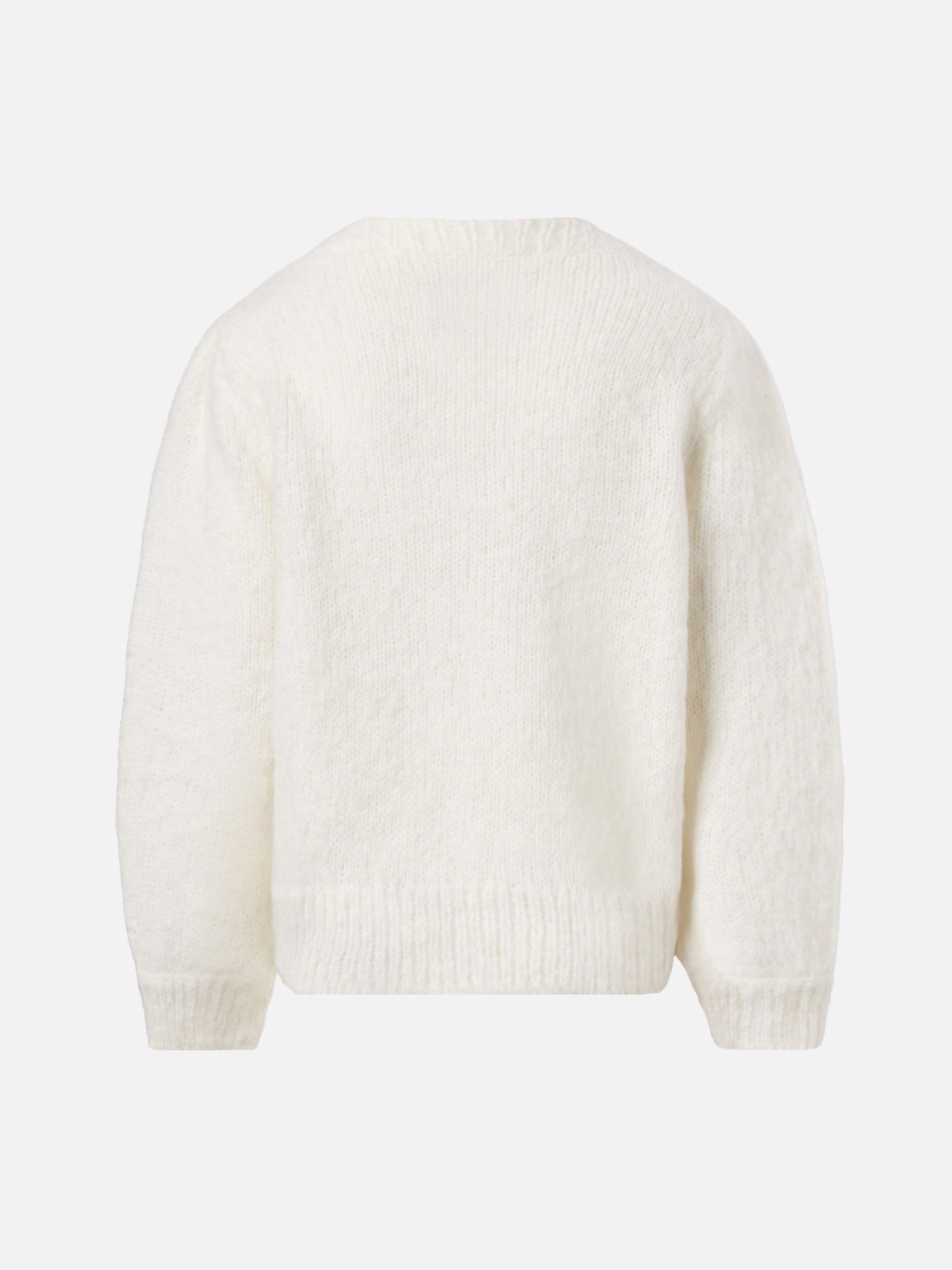Brushed Sweater Bloom Soft With Crochet Hearts Appliqués White