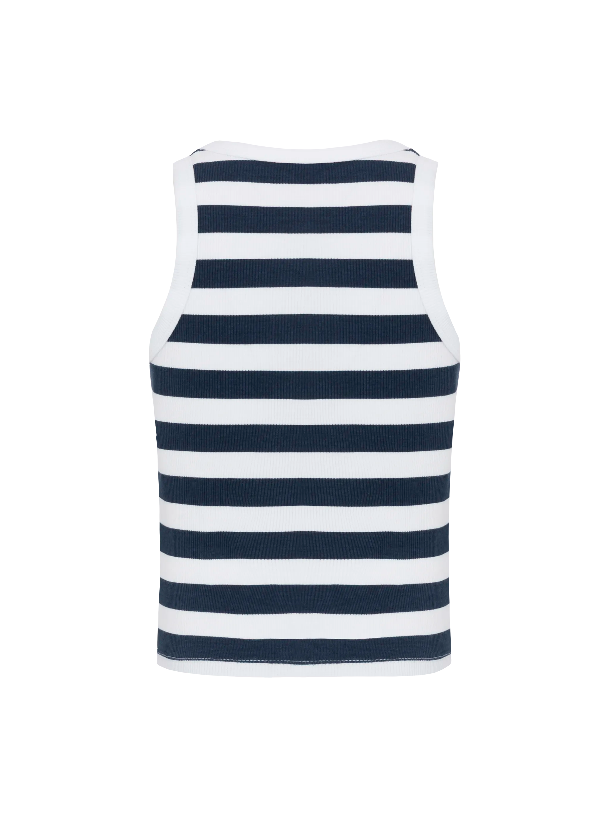Blue Jr Navy Striped Rib-Knit Cotton Crop Tank With Embroidery Top_apparel