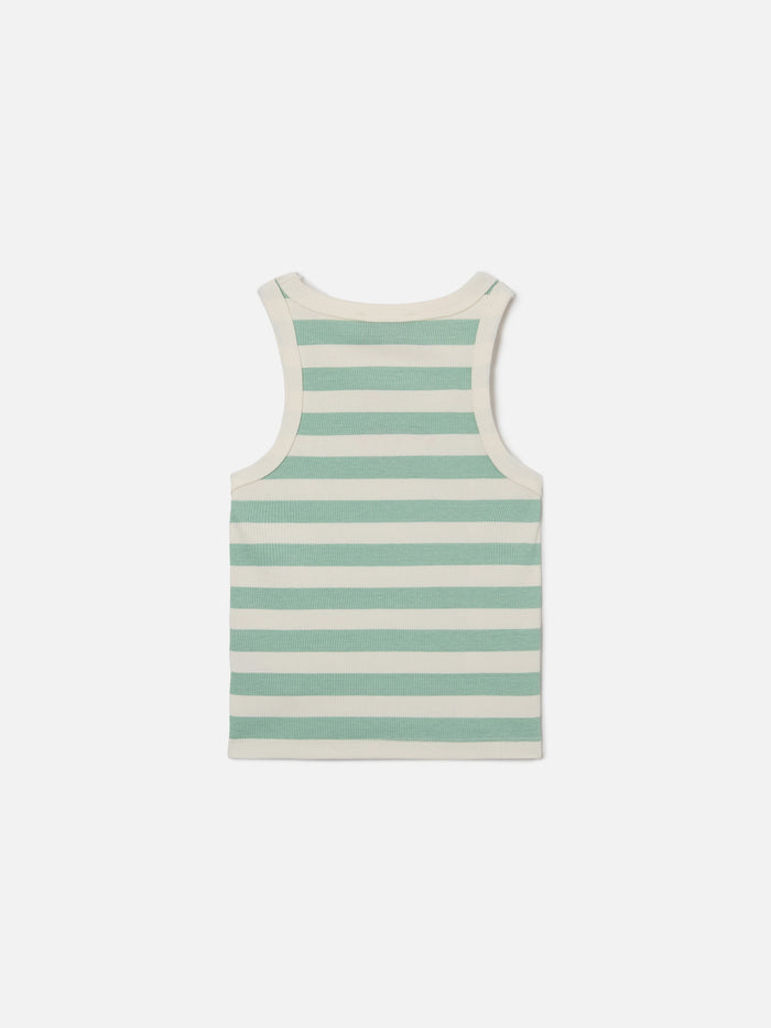 Blue Jr Tank-Top With Green And White Stripes Embroidered Logo __single__ Top_apparel