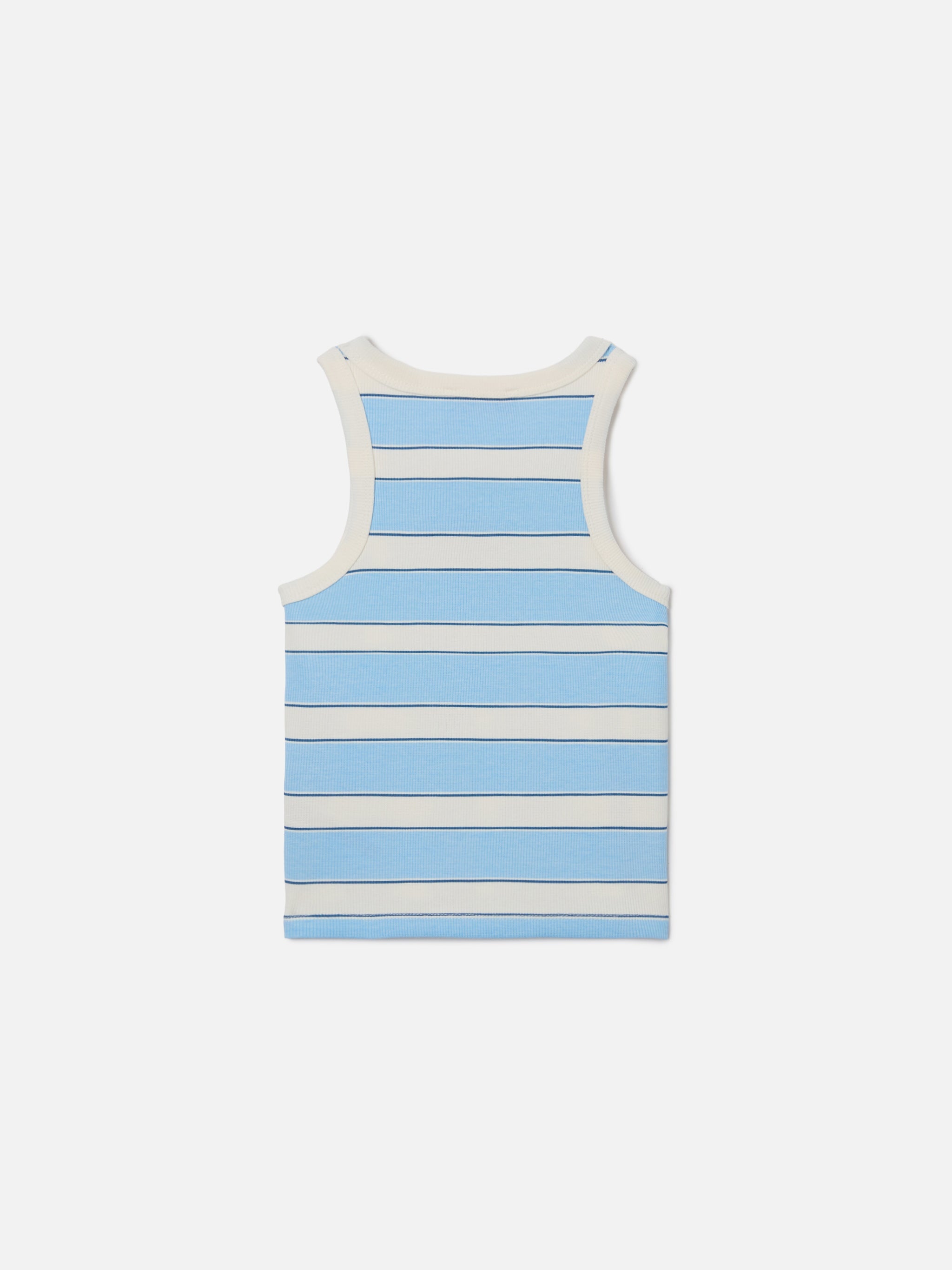 Blue Jr Tank-Top With Light And Cream Stripes Embroidered Logo Top_apparel