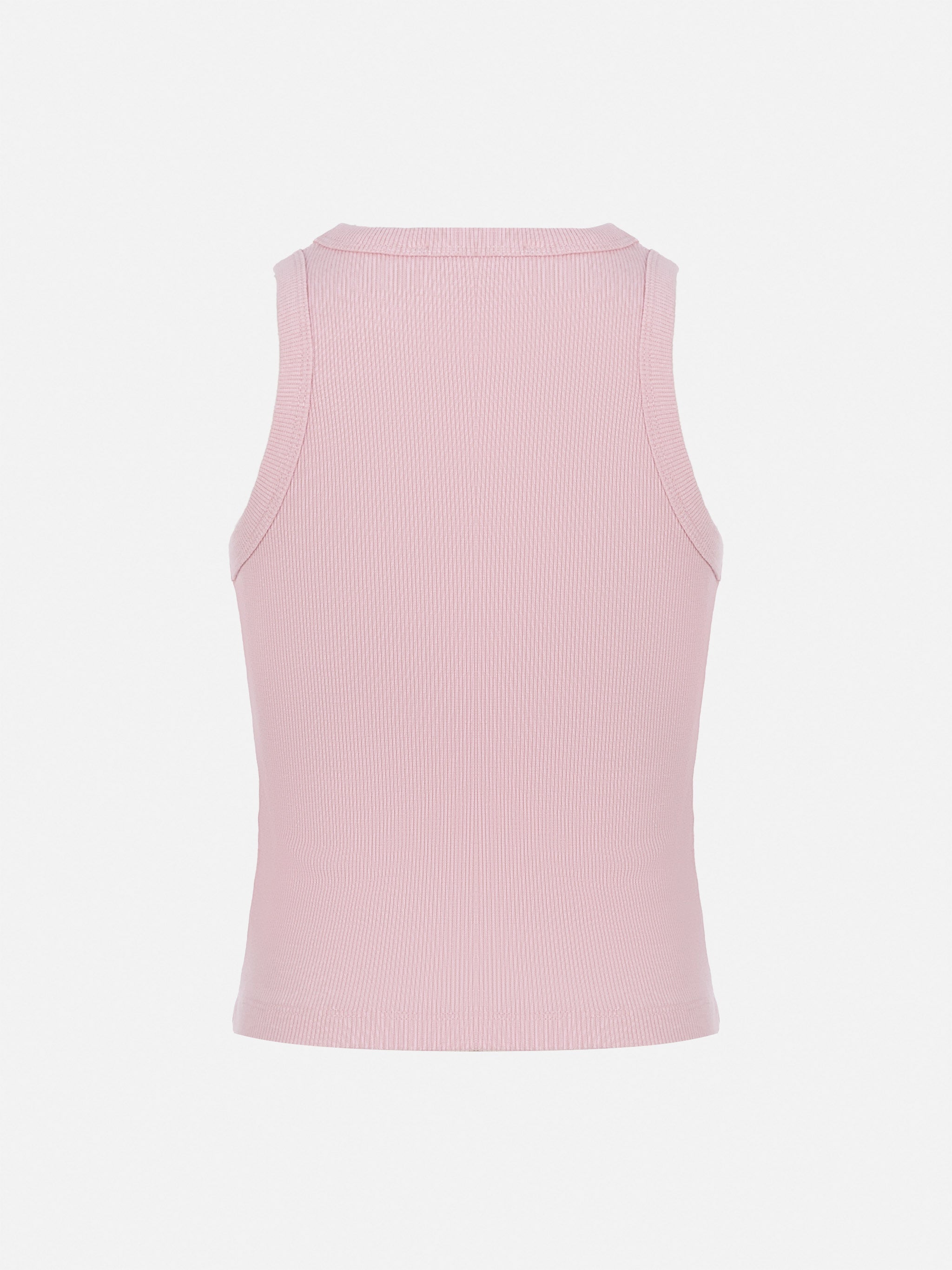 Blue Jr Pink Rib-Knit Cotton Crop Tank With Embroidery Top_apparel