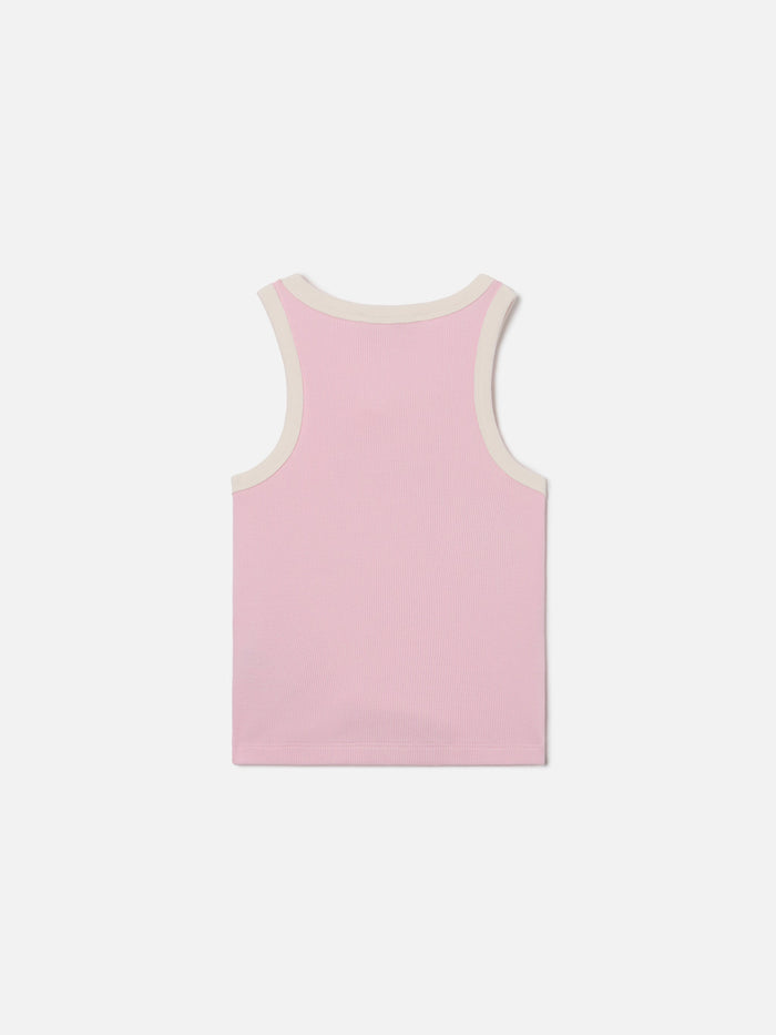 Blue Jr Tank-Top Pink With Embroidered Logo And Cream Trims Top_apparel