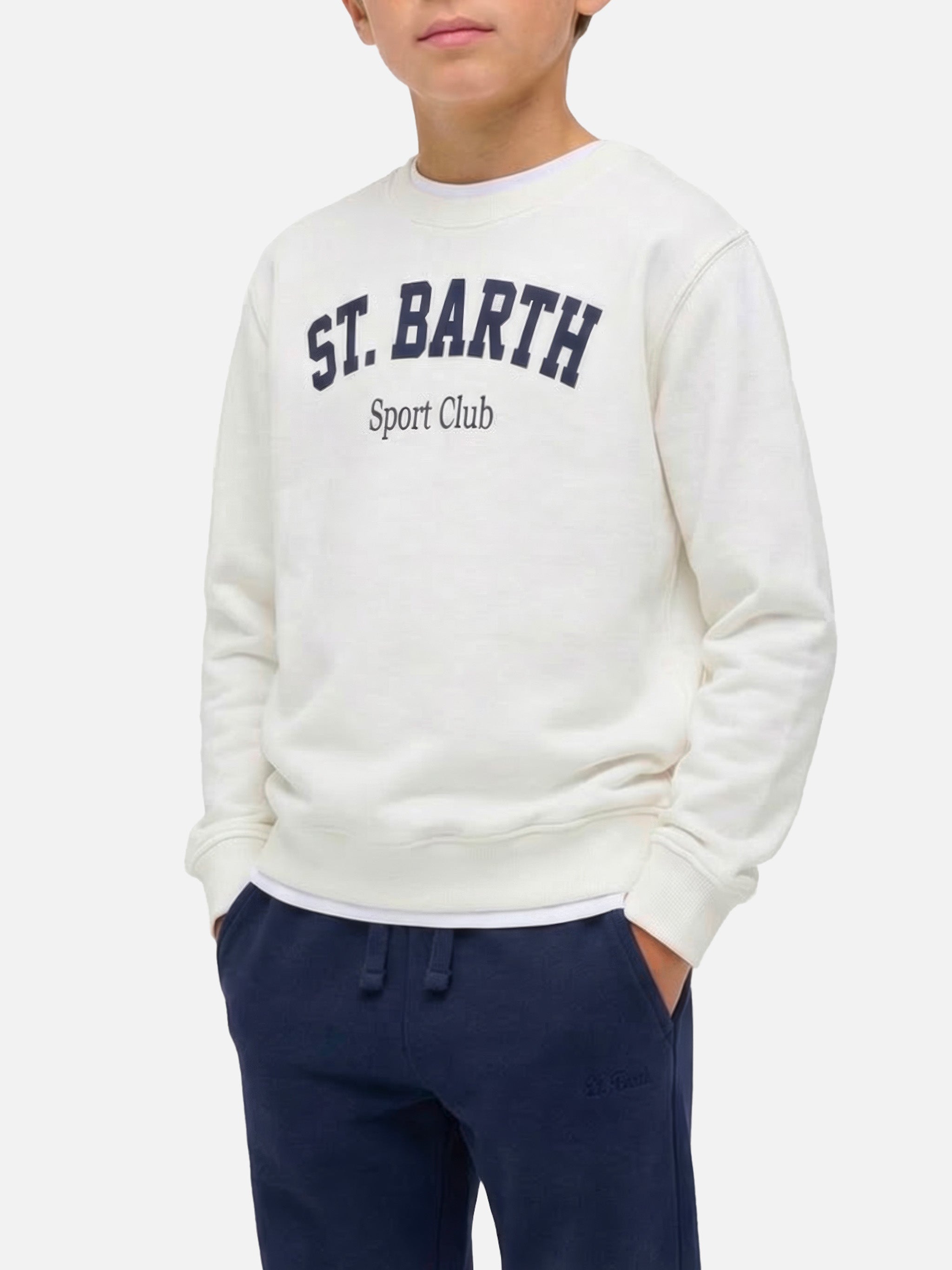 Boy Sweatshirt Bobby With St. Barth Sport Club Print White