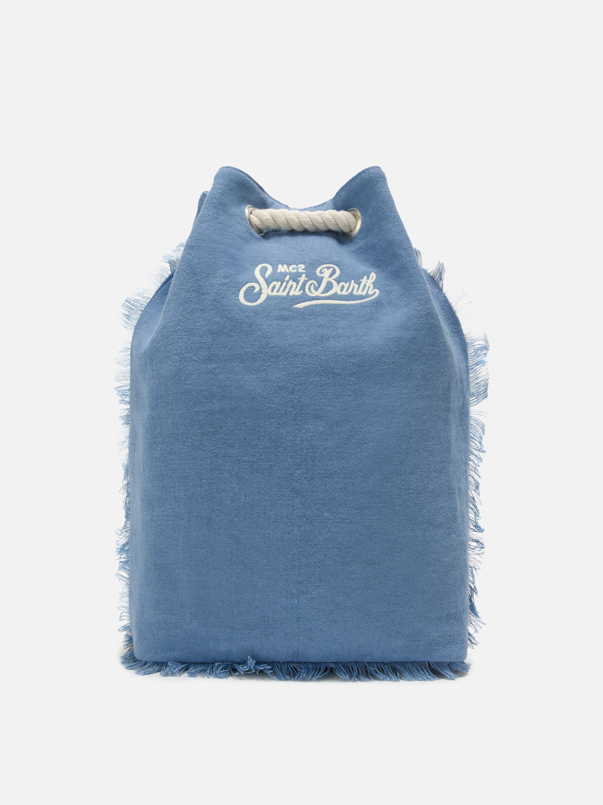 Boat Blue Linen Backpack With Printed Logo
