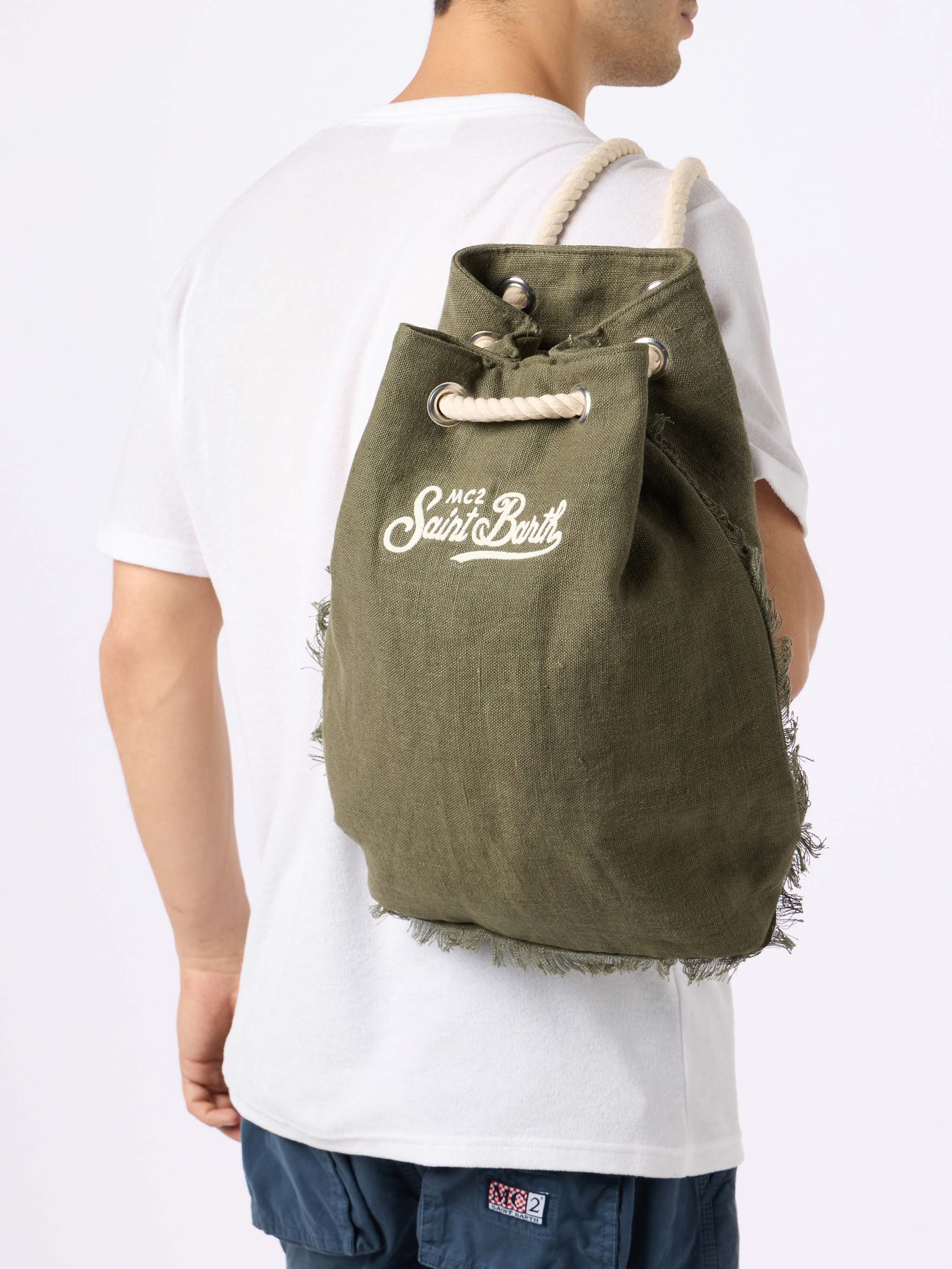 Green Boat Linen Backpack