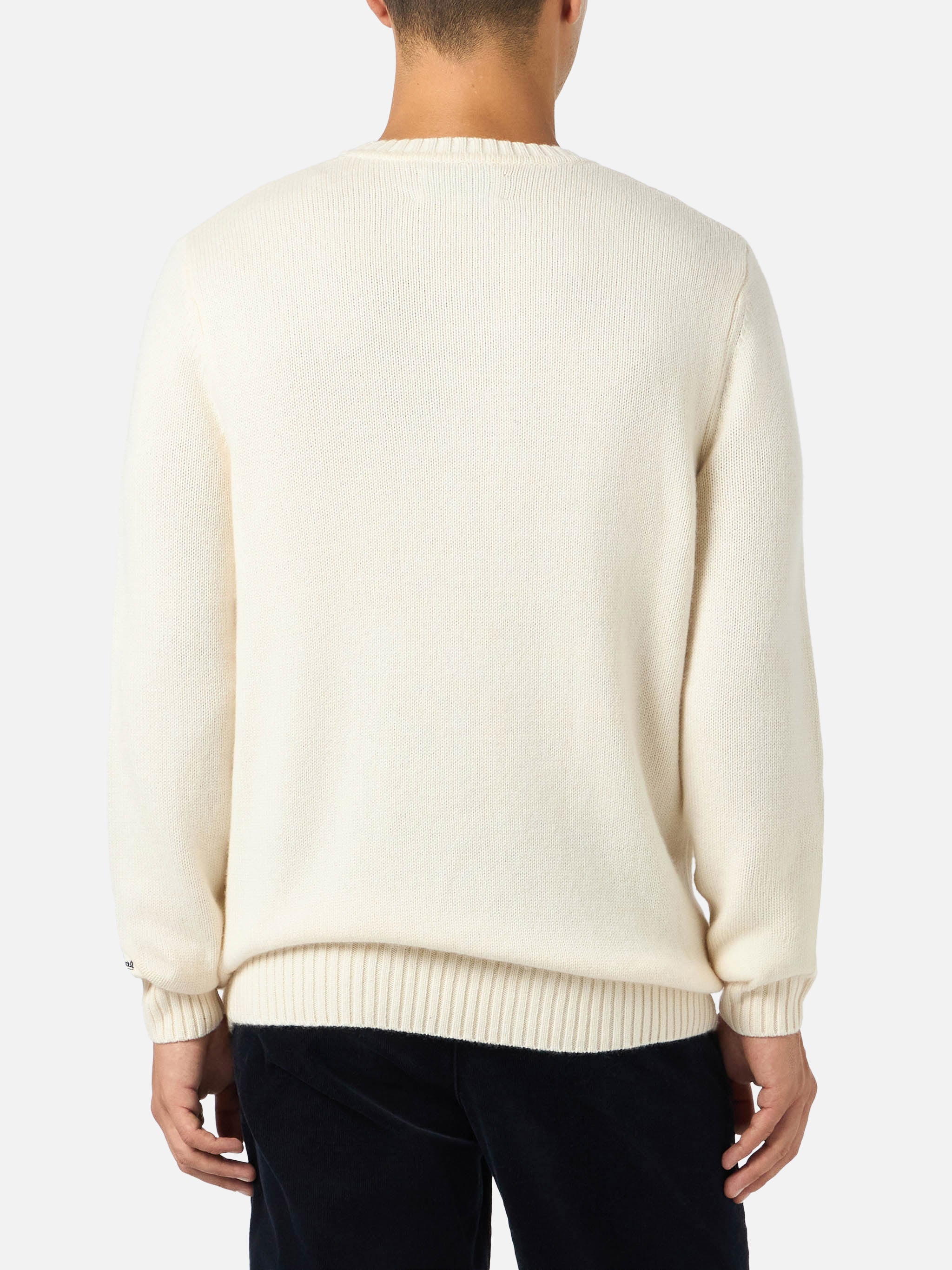 Man White Sweater Bombardino With St. Moritz Top Of The World Print | Special Edition Grey