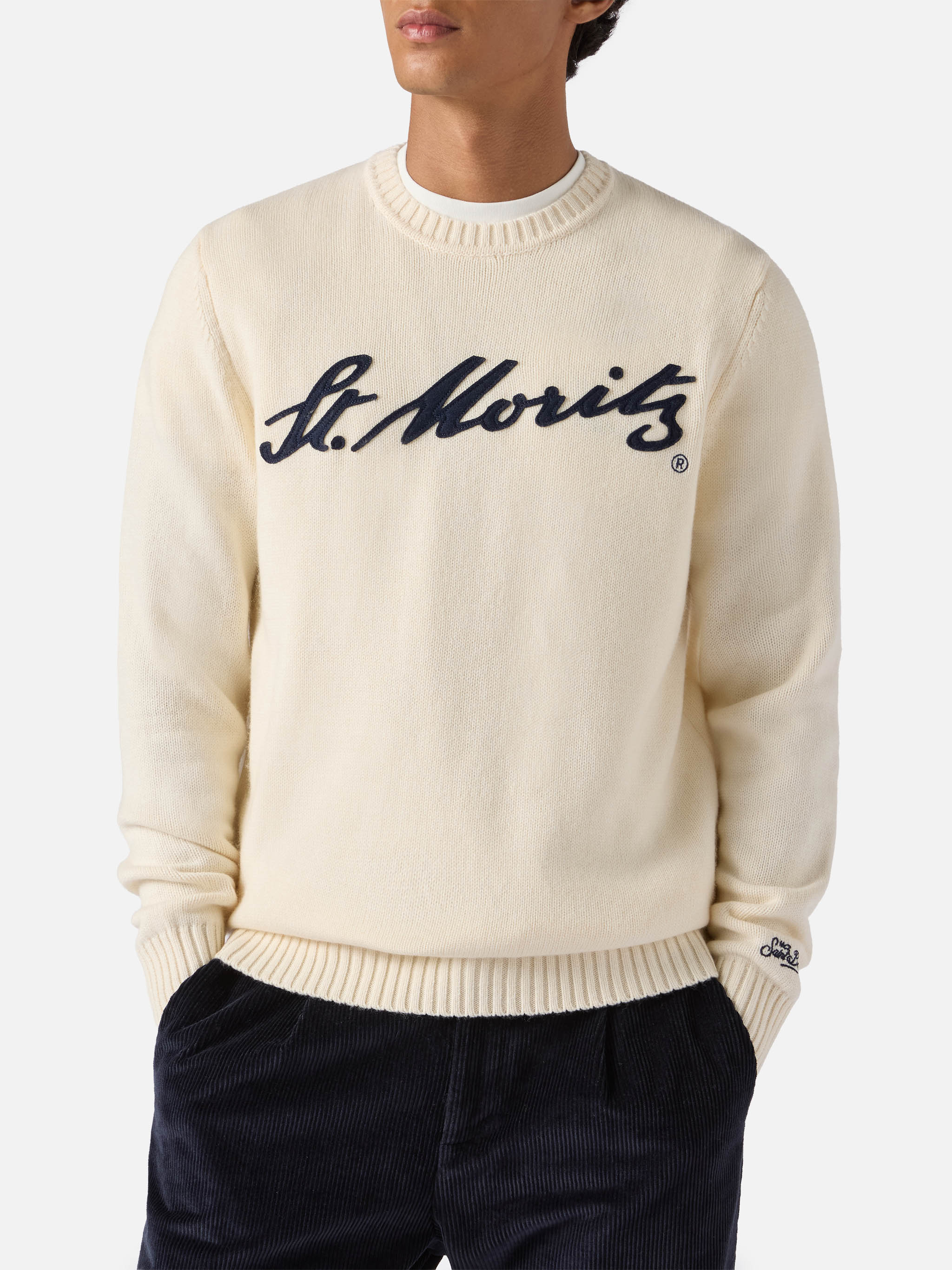 White Bombardino Light Sweater With St. Moritz Jacquard | Top Of The World Special Edition
