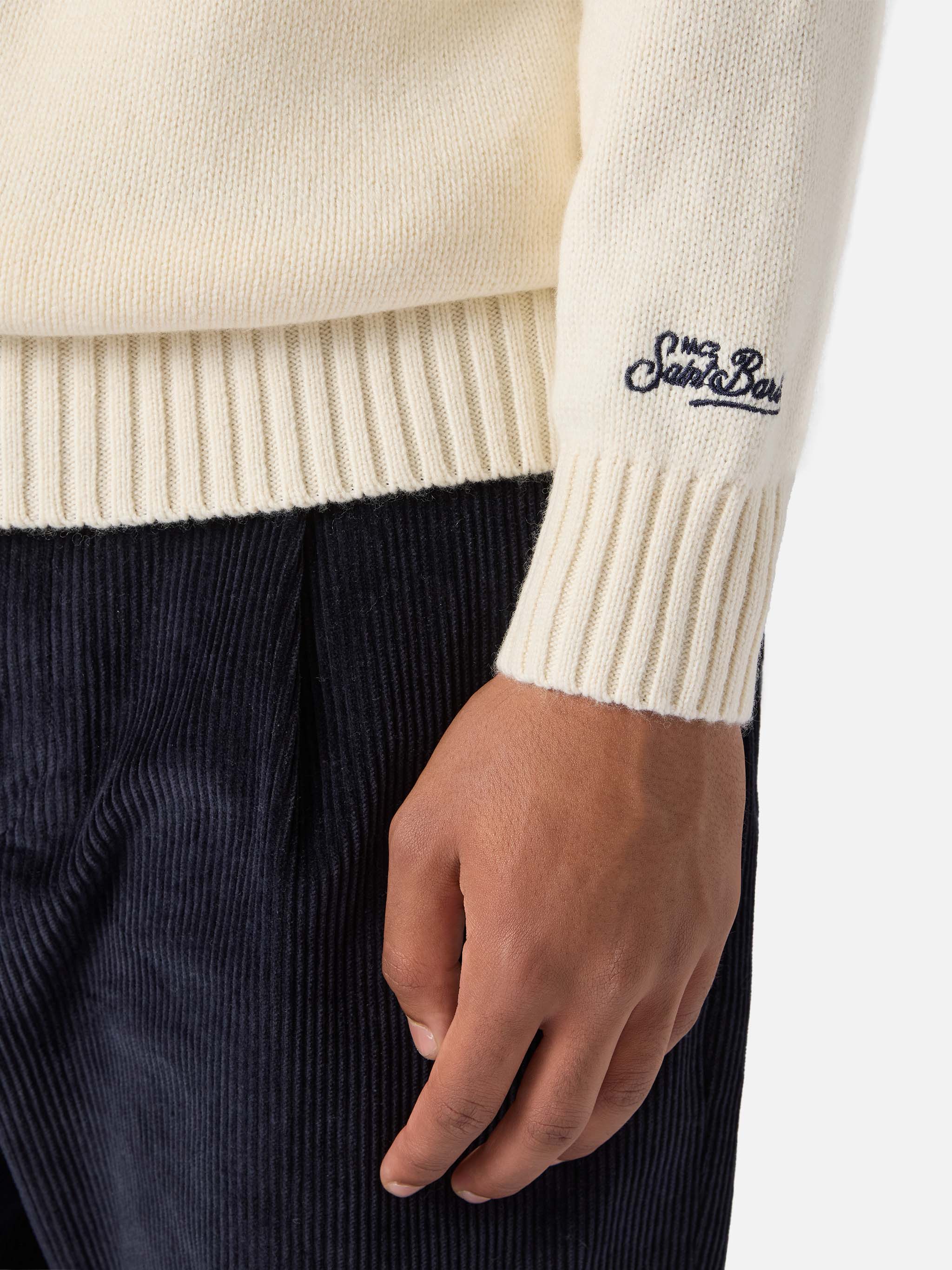 White Bombardino Light Sweater With St. Moritz Jacquard | Top Of The World Special Edition