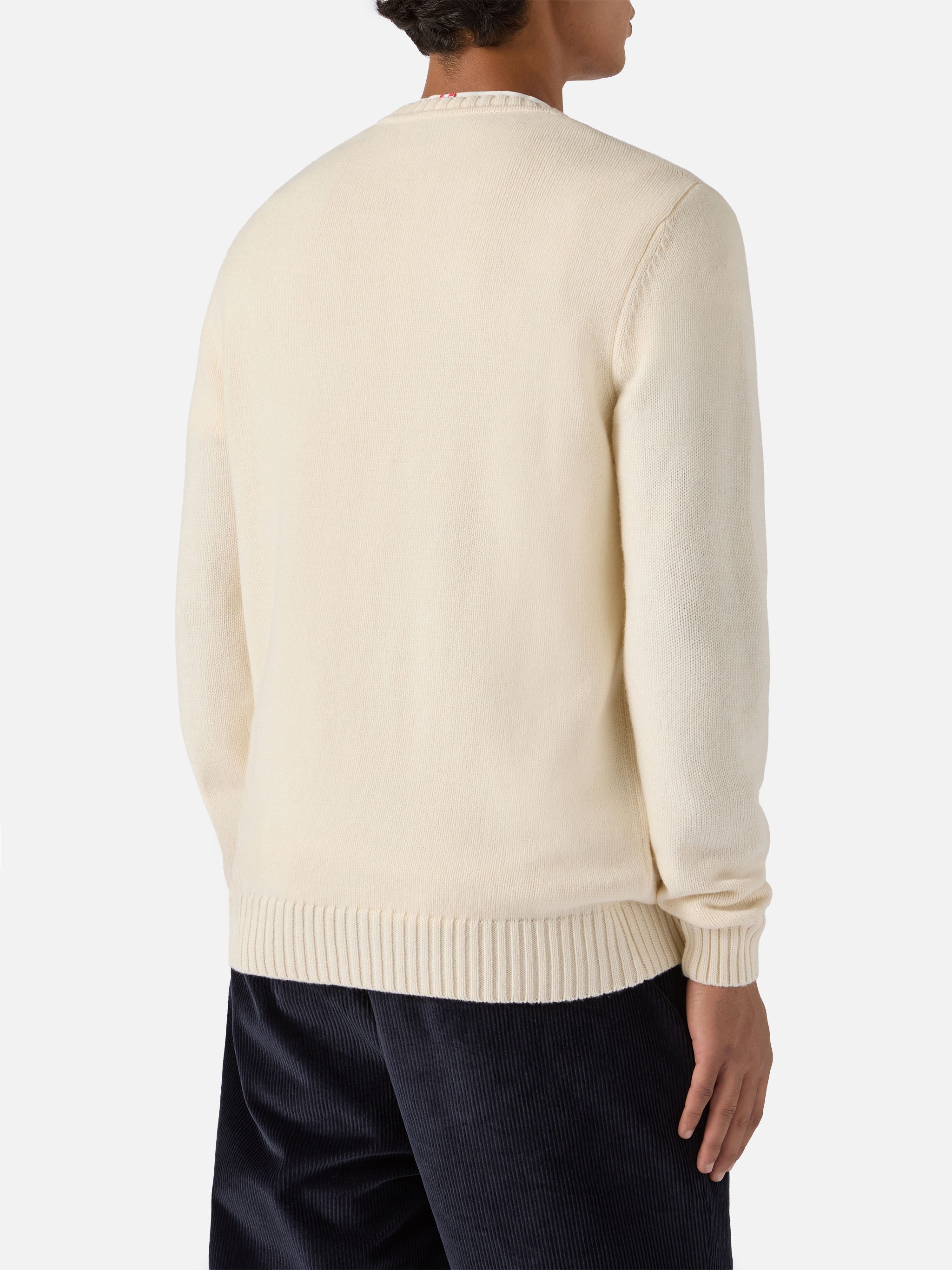 White Bombardino Light Sweater With St. Moritz Jacquard | Top Of The World Special Edition