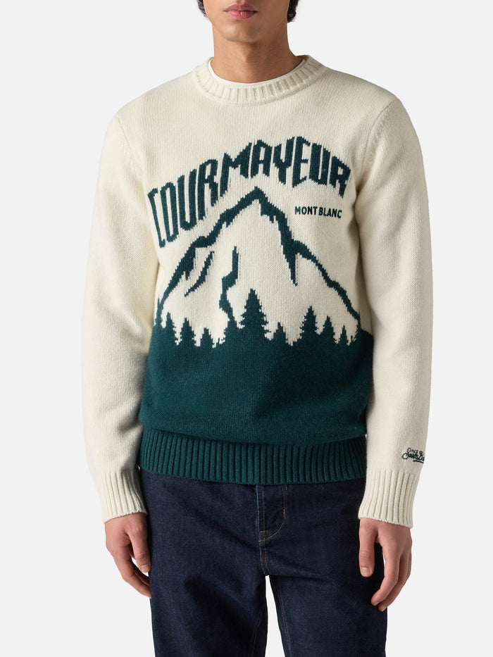 White Bombardino Light Sweater With Courmayeur Jacquard | Special Edition