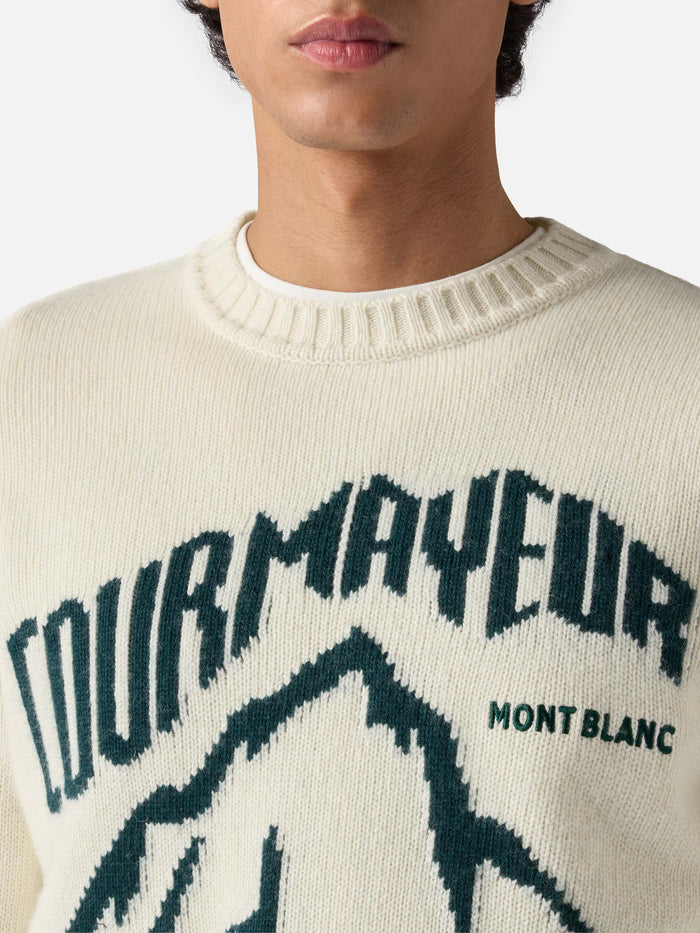 White Bombardino Light Sweater With Courmayeur Jacquard | Special Edition