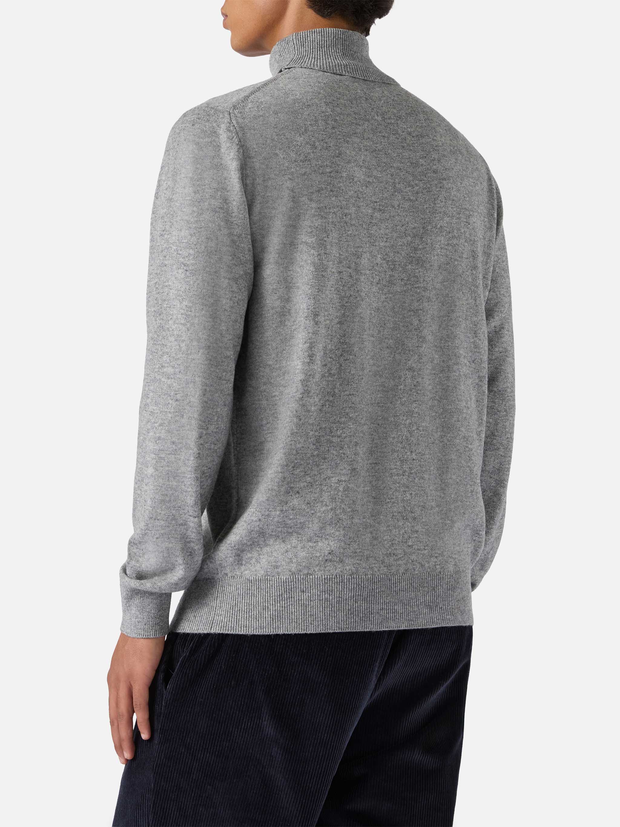 Turtleneck Sweater Bond Grey Melange Merino Wool And Cashmere