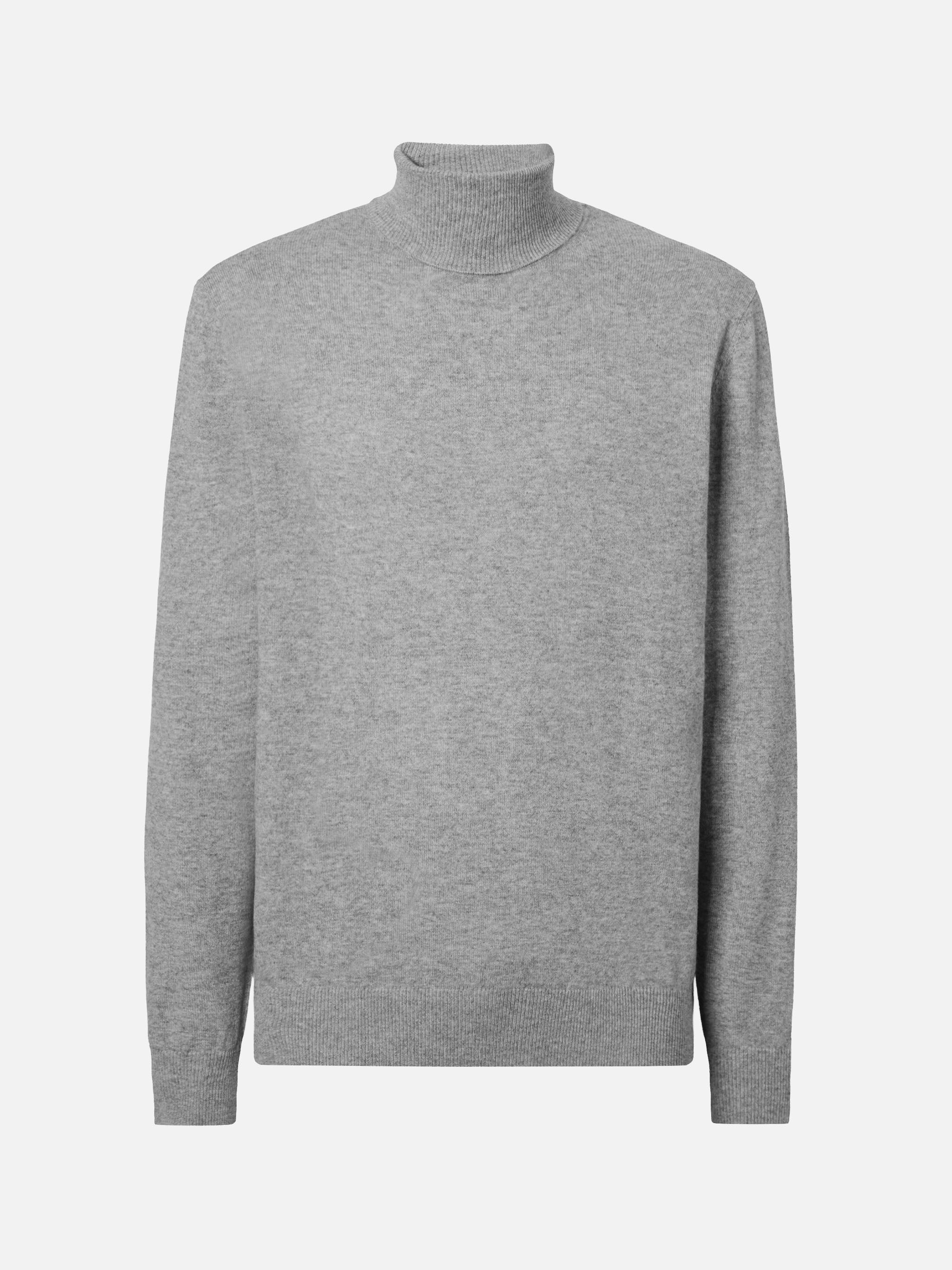 Turtleneck Sweater Bond Grey Melange Merino Wool And Cashmere