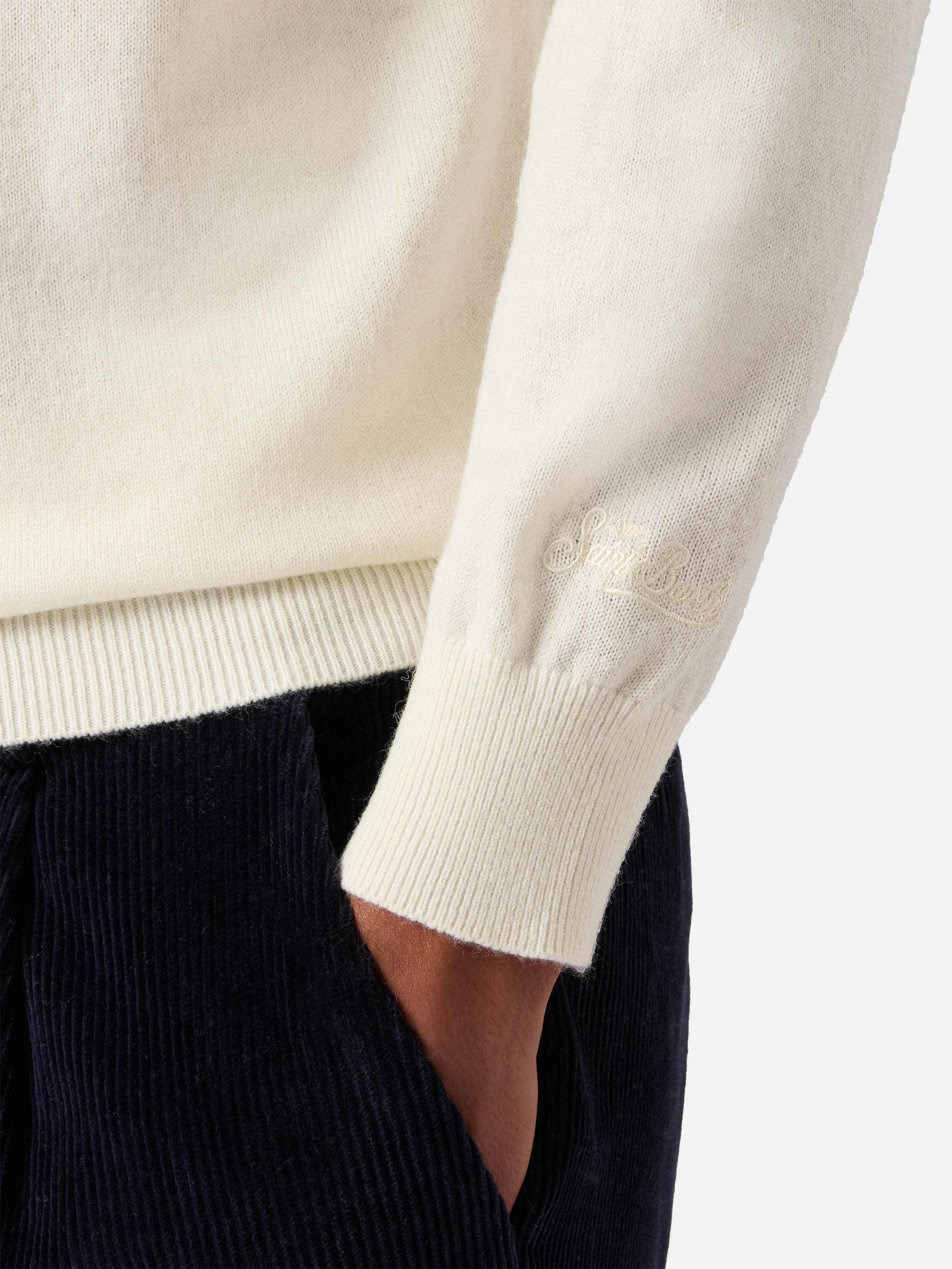 Turtleneck Sweater Bond White Merino Wool And Cashmere