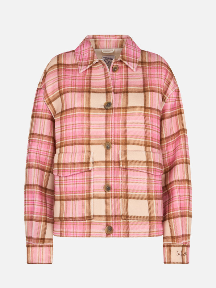 Bonnibell Pink Tartan Wool Effect Jacket