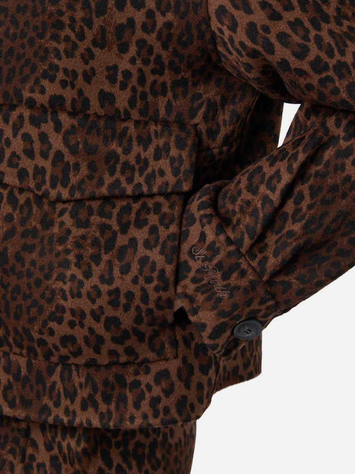 Bonnibell Cropped Jacket Double Fabric With Leopard Print Brown