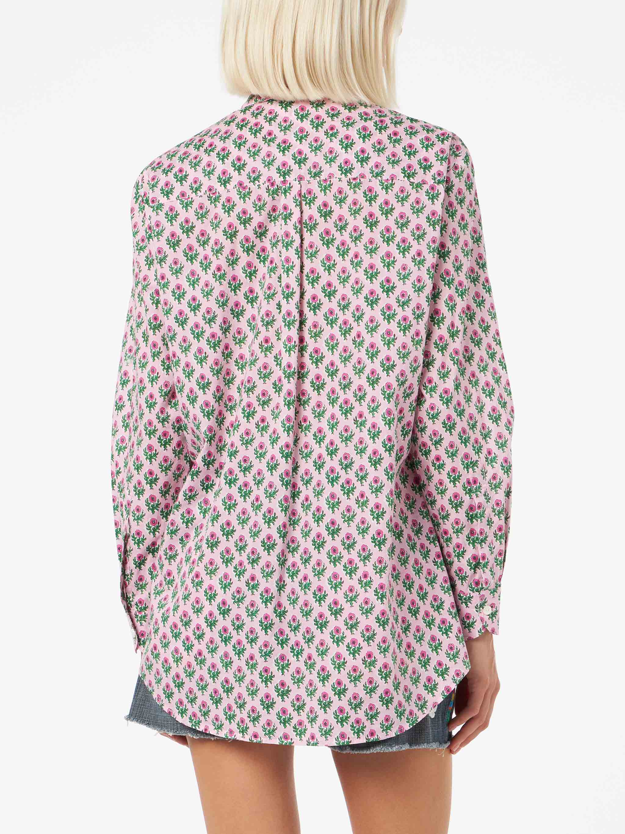 Brigitte Cotton Shirt With Floral Print Pink