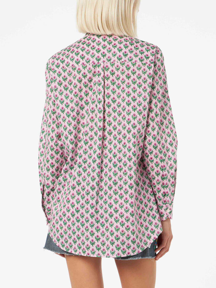 Brigitte Cotton Shirt With Floral Print Pink