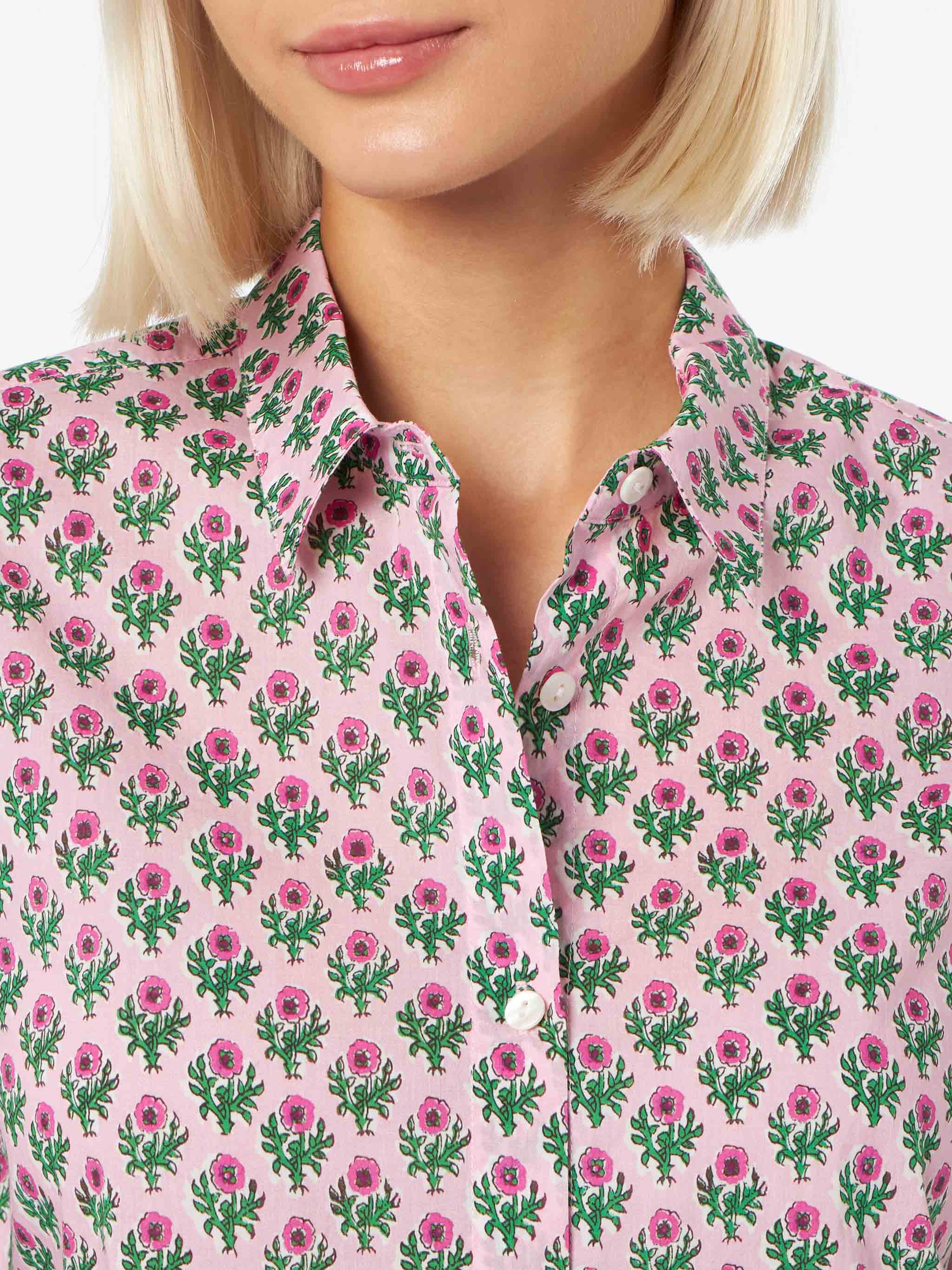 Brigitte Cotton Shirt With Floral Print Pink