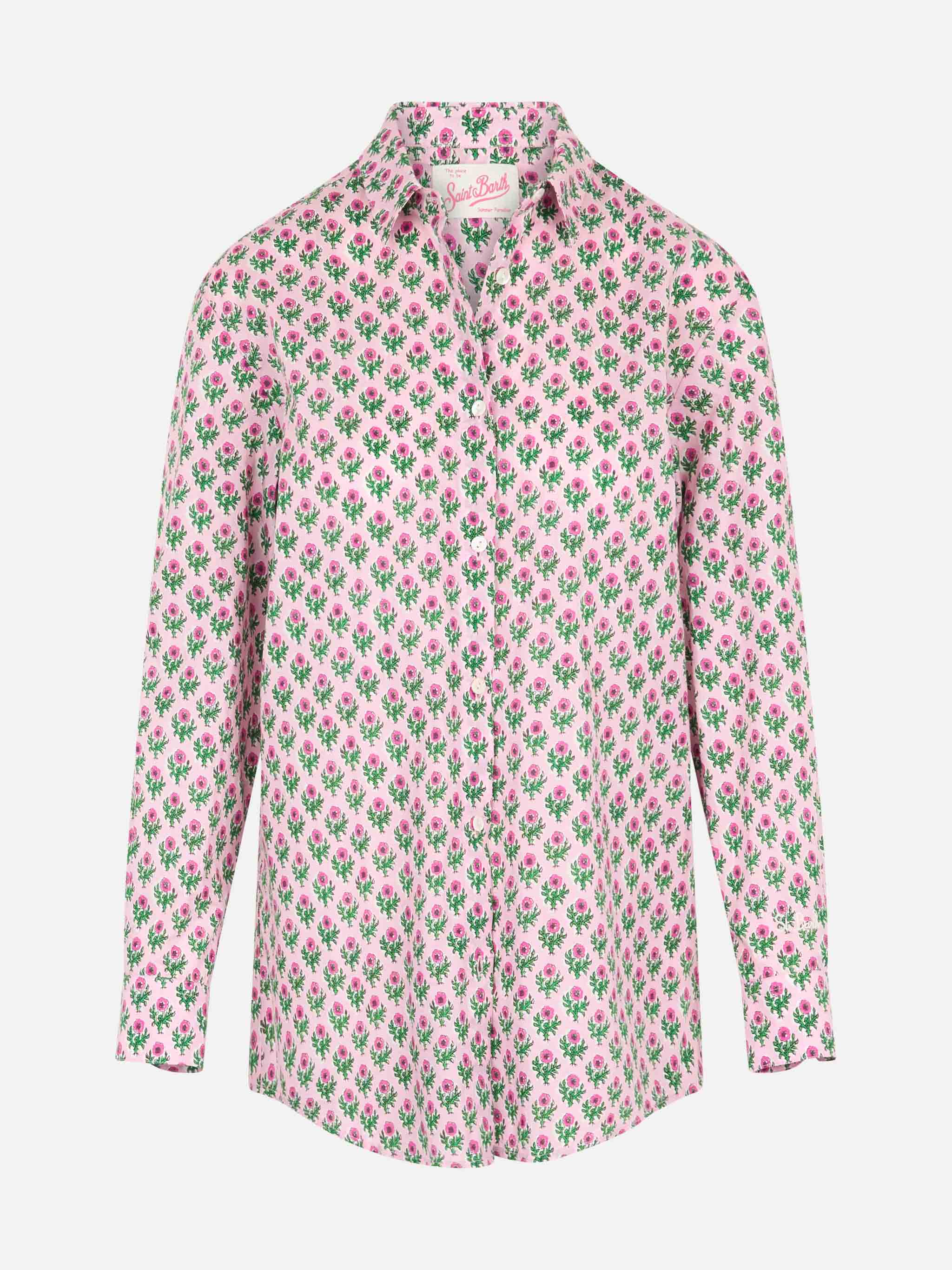 Brigitte Cotton Shirt With Floral Print Pink