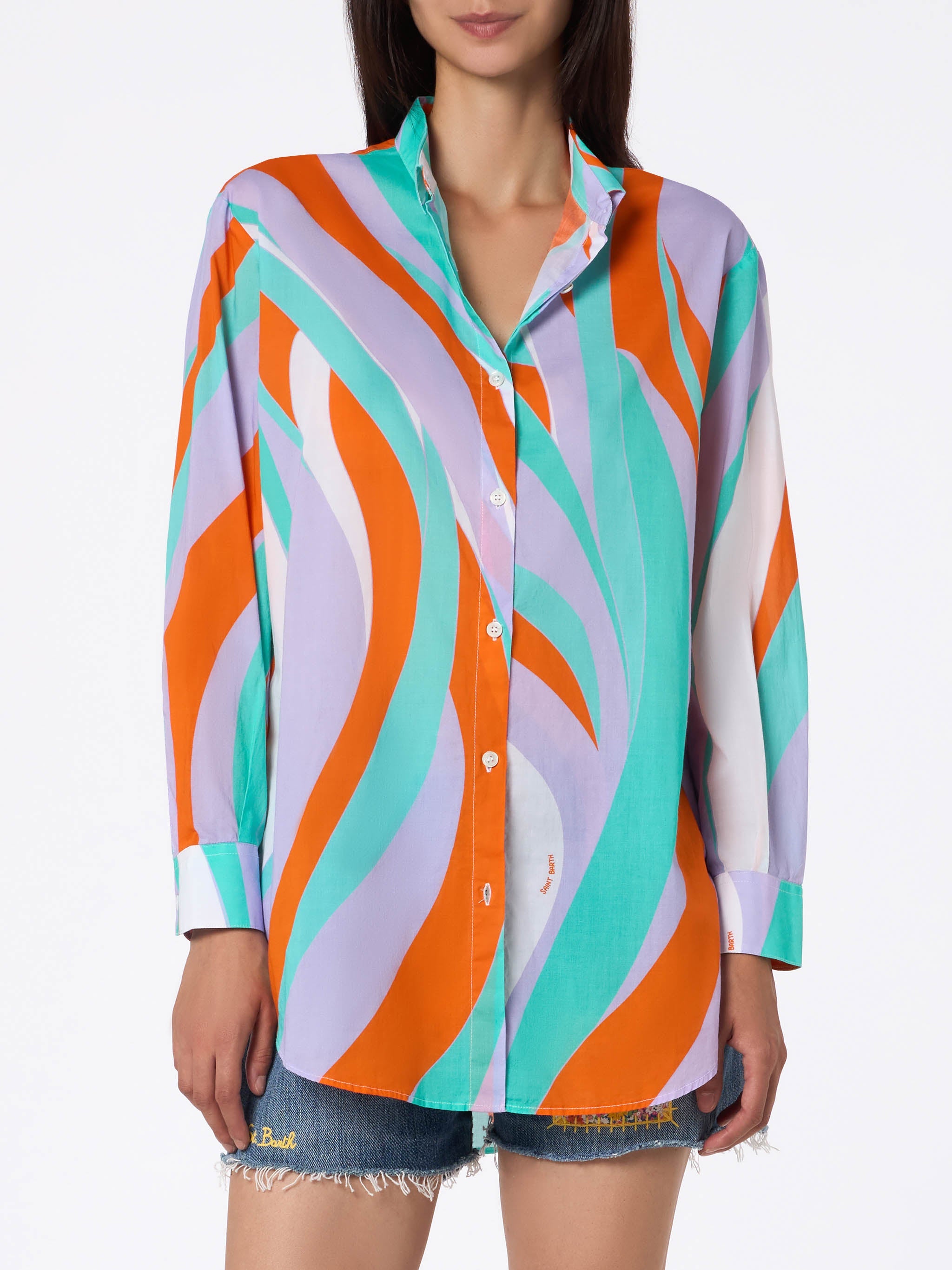 Shape Wave Cotton Brigitte Shirt Green