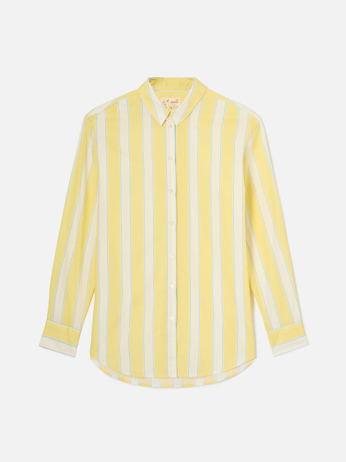 Brigitte Cotton Shirt With Yellow Stripes And Sport Club Embroidery
