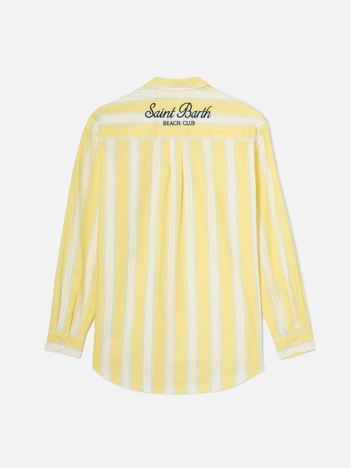 Brigitte Cotton Shirt With Yellow Stripes And Sport Club Embroidery