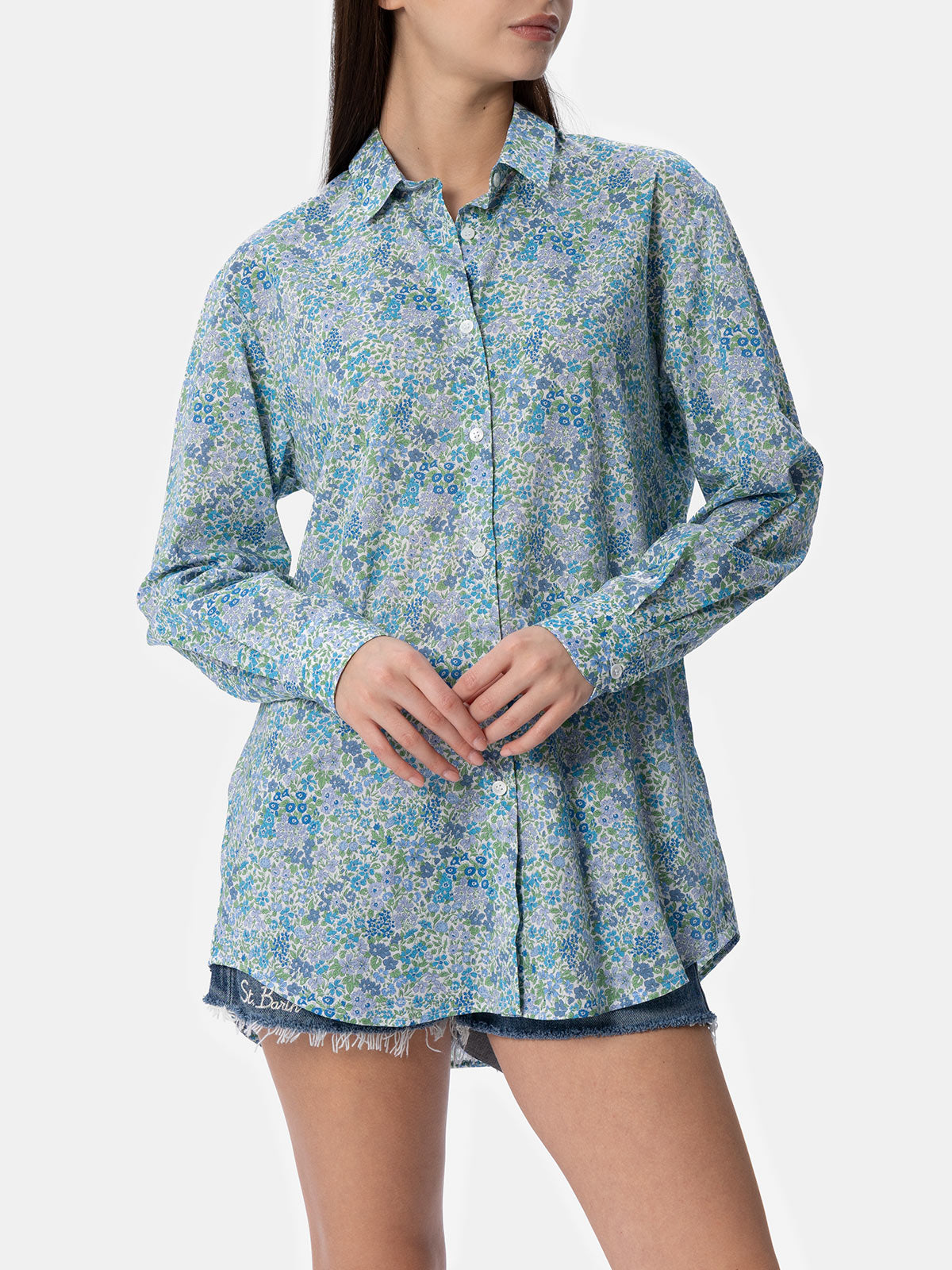 Brigitte Cotton Shirt With Joanna Luise Print | Special Edition Sky