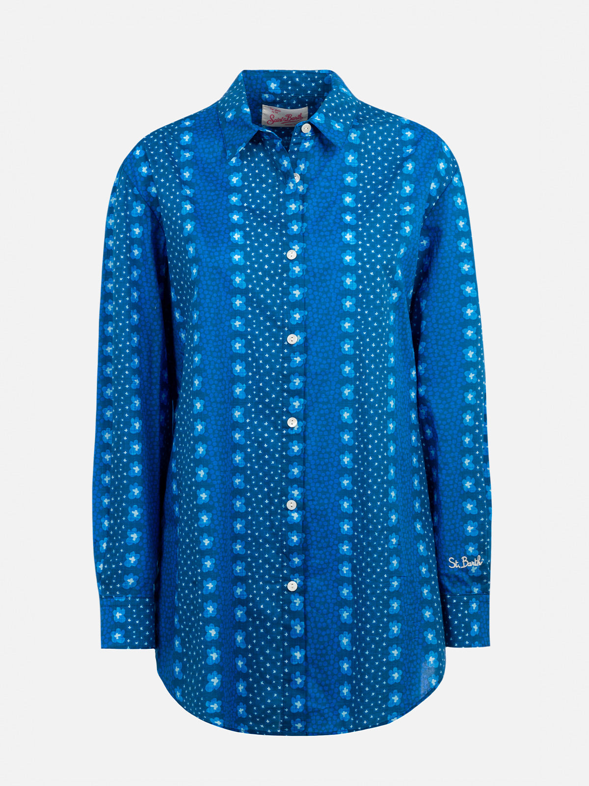 Brigitte Floral Cotton Shirt Blue