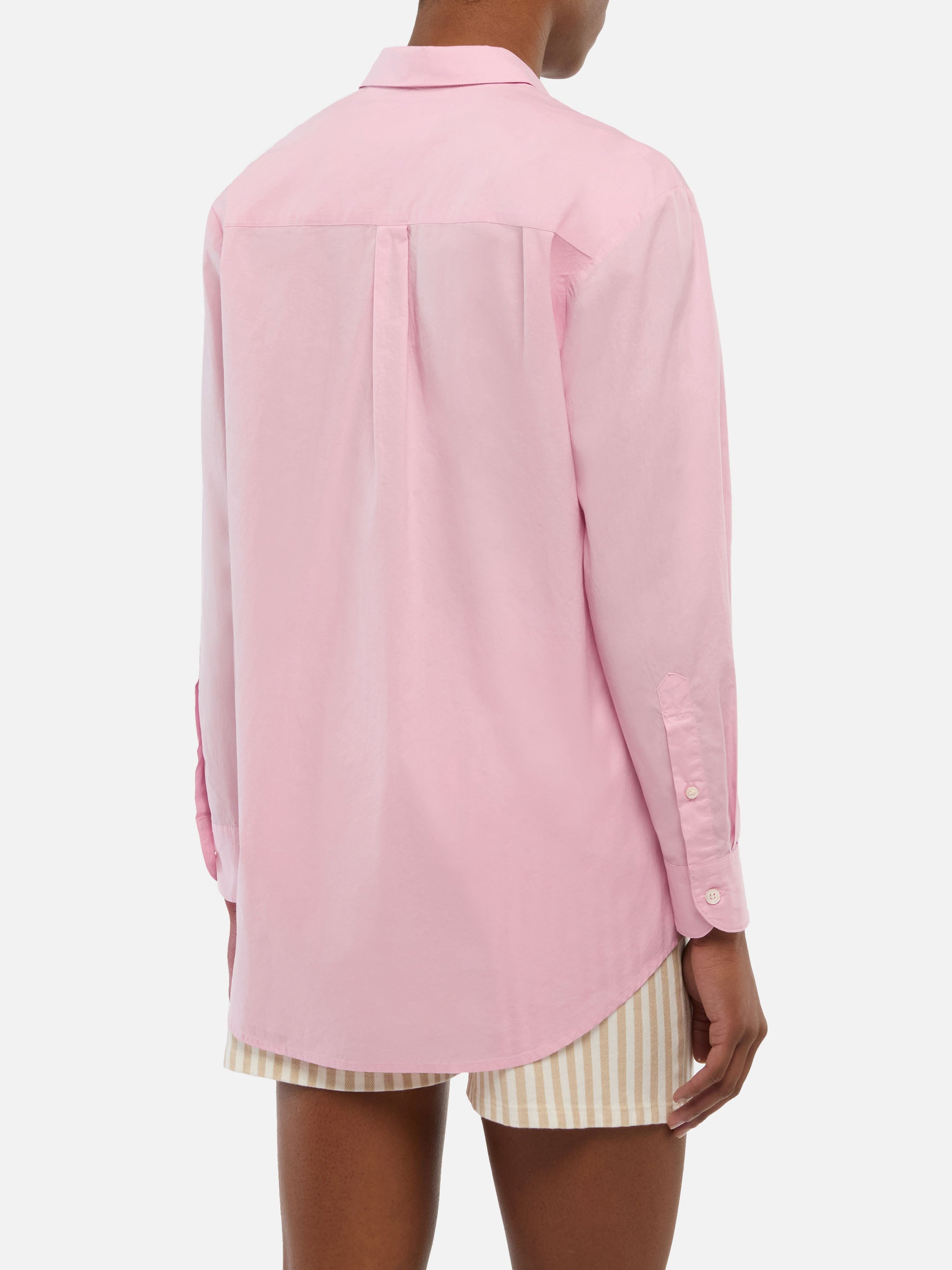 Brigitte Striped-Print Cotton Shirt With Miami Habituè Embroidery Pink