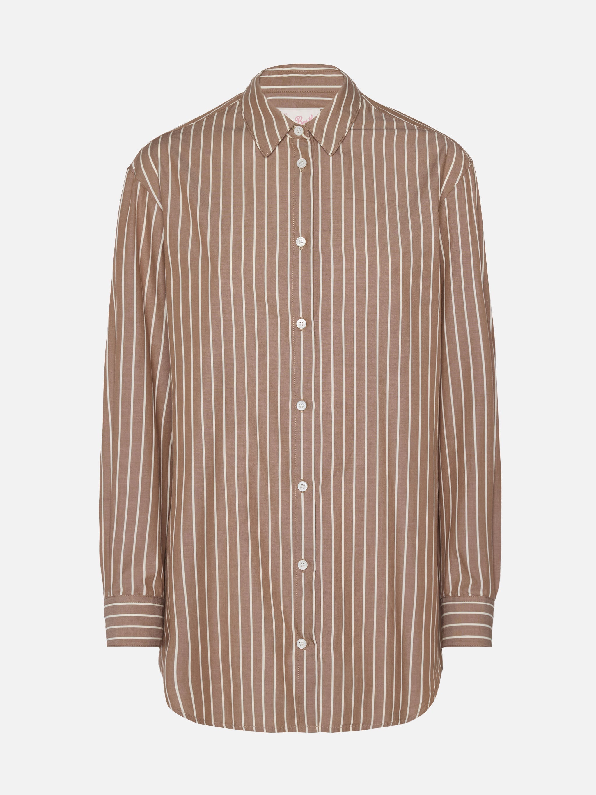 Brigitte Striped-Print Cotton Shirt With Sea, Sun St.barth Brown