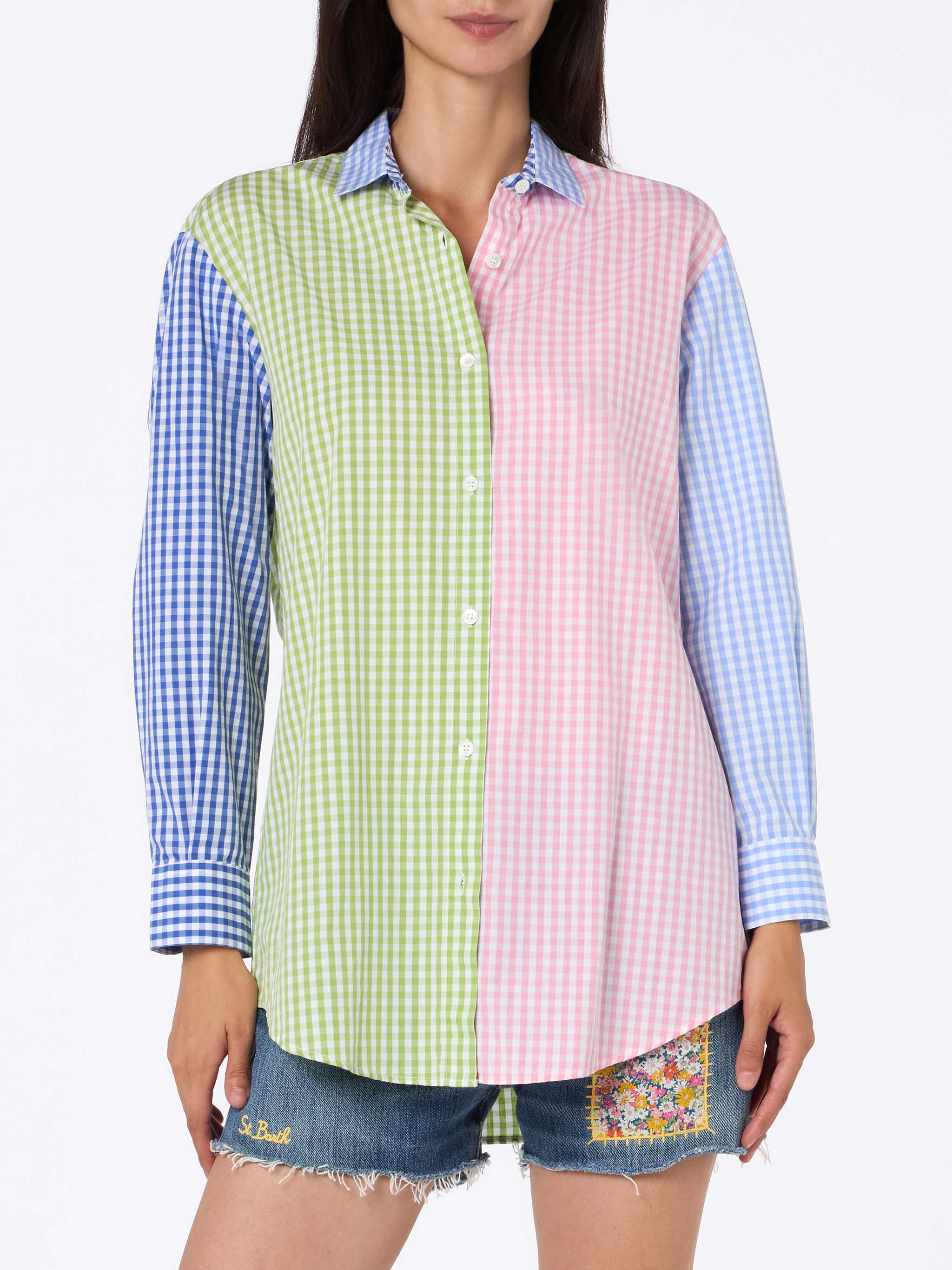 Camicia Brigitte Cotone Stampa Vichy Multicolor Pink Shirt
