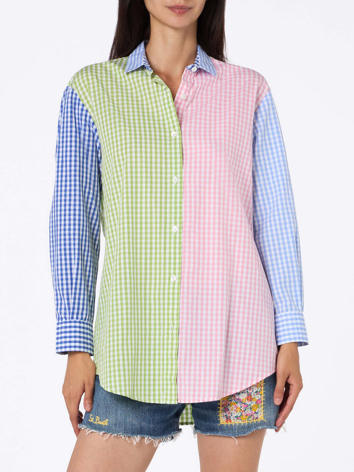 Camicia Brigitte Cotone Stampa Vichy Multicolor Pink Shirt