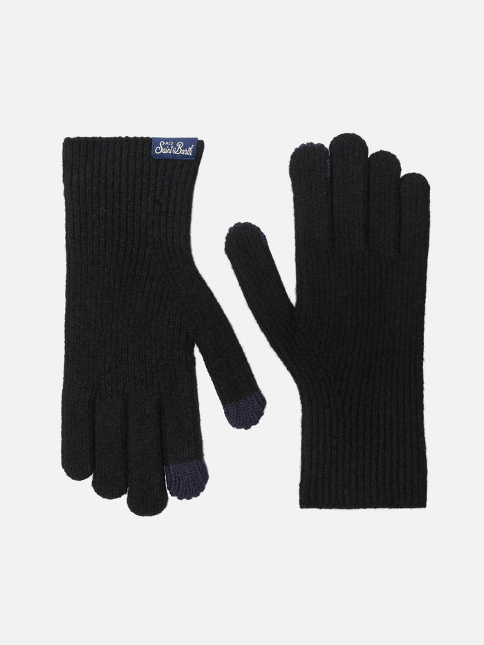 Brixton Ribbed Stretch Cashmere-Blend Gloves Black