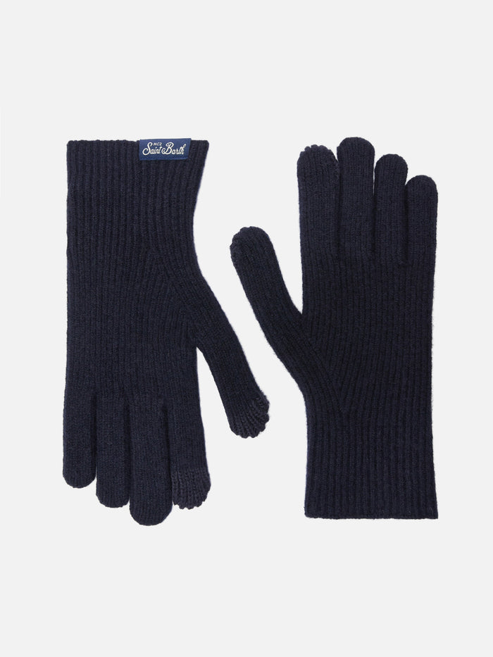 Brixton Ribbed Stretch Cashmere-Blend Gloves Night Blue
