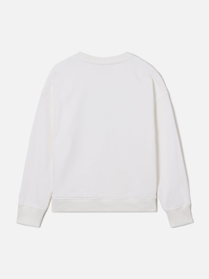 Briony Crewneck Sweatshirt White With Leopard Patch