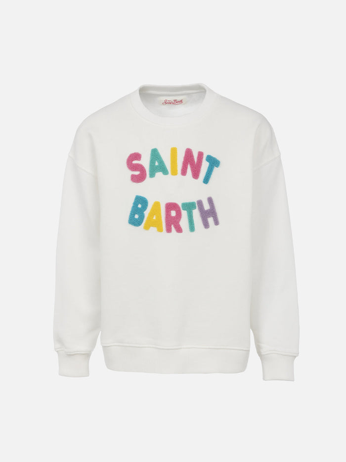Girl Sweatshirt Briony With Multicolor Saint Barth Terry Patch White