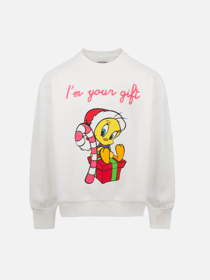 Girl Crewneck Sweatshirt Briony With Tweety Print | Warner Bros Special Edition White