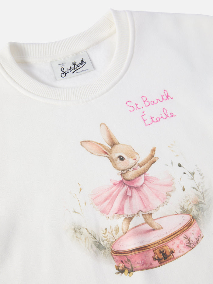 Briony Crewneck Sweatshirt With Bunny Print White