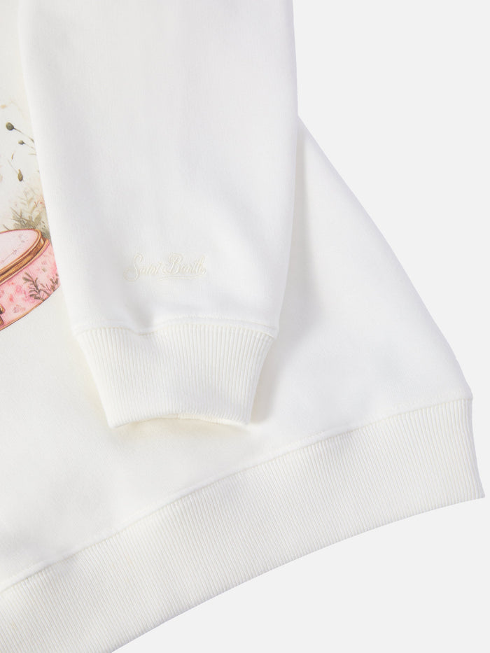 Briony Crewneck Sweatshirt With Bunny Print White