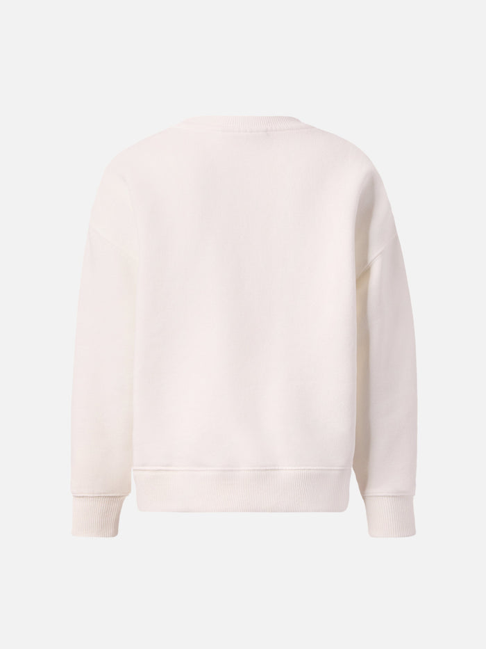 Briony Crewneck Sweatshirt Leopard-Print White Terry