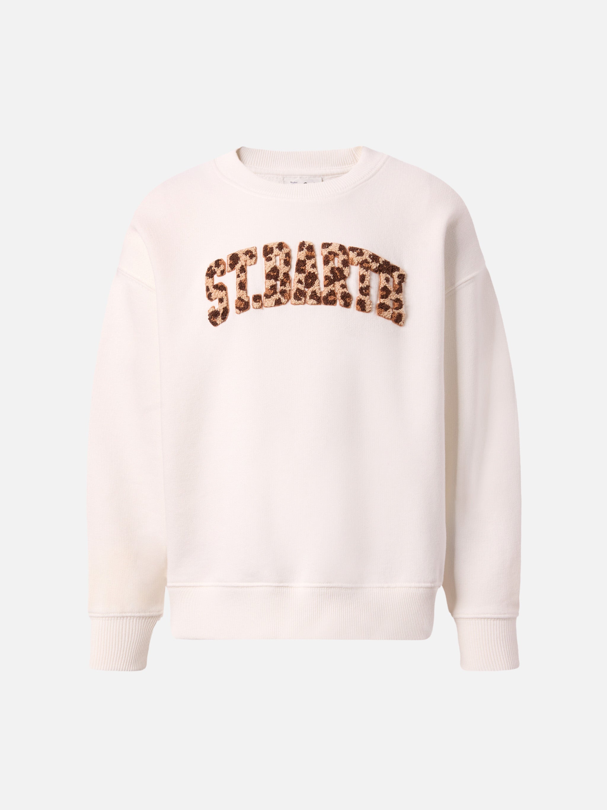 Briony Crewneck Sweatshirt Leopard-Print White Terry