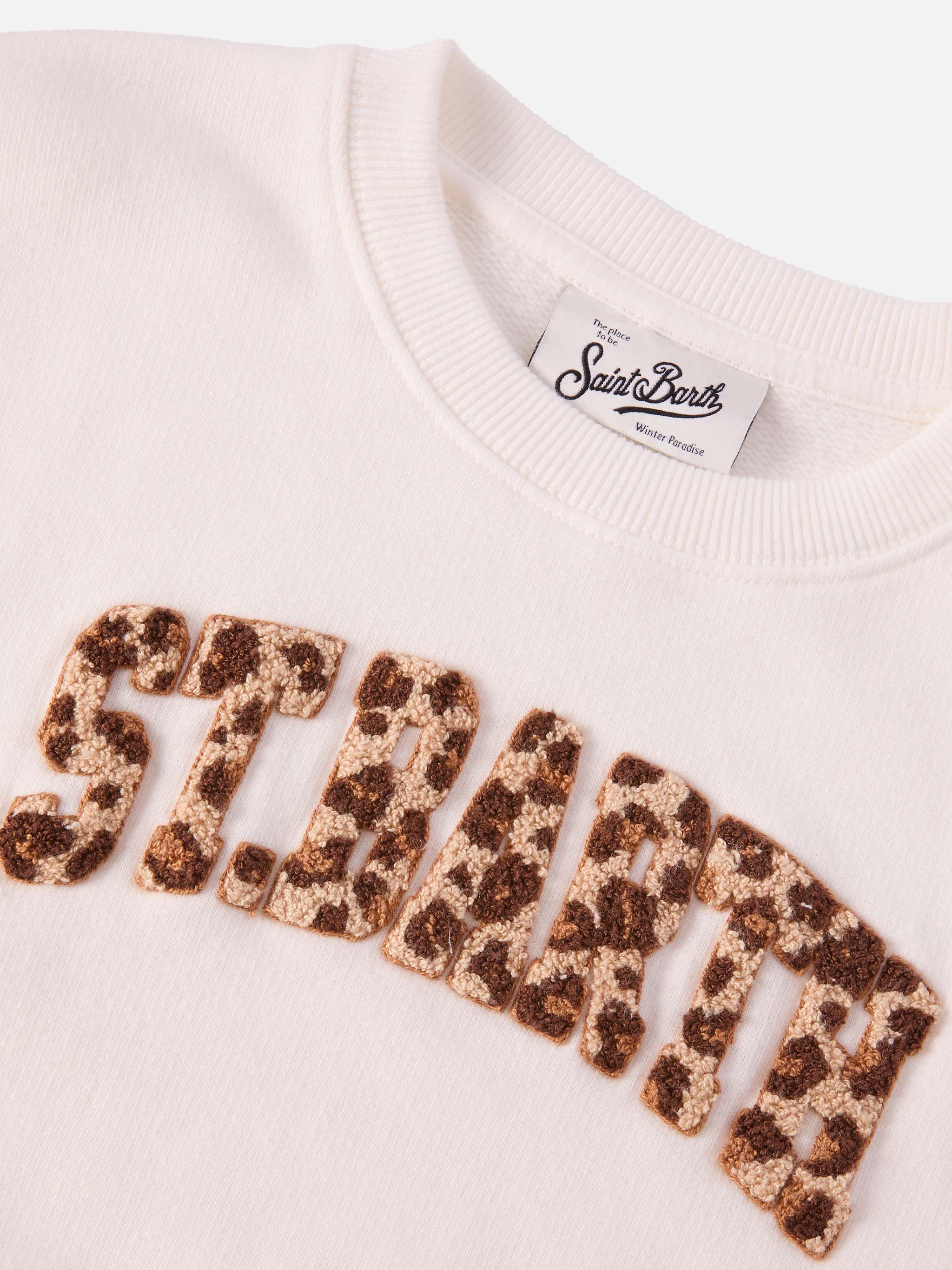 Briony Crewneck Sweatshirt Leopard-Print White Terry