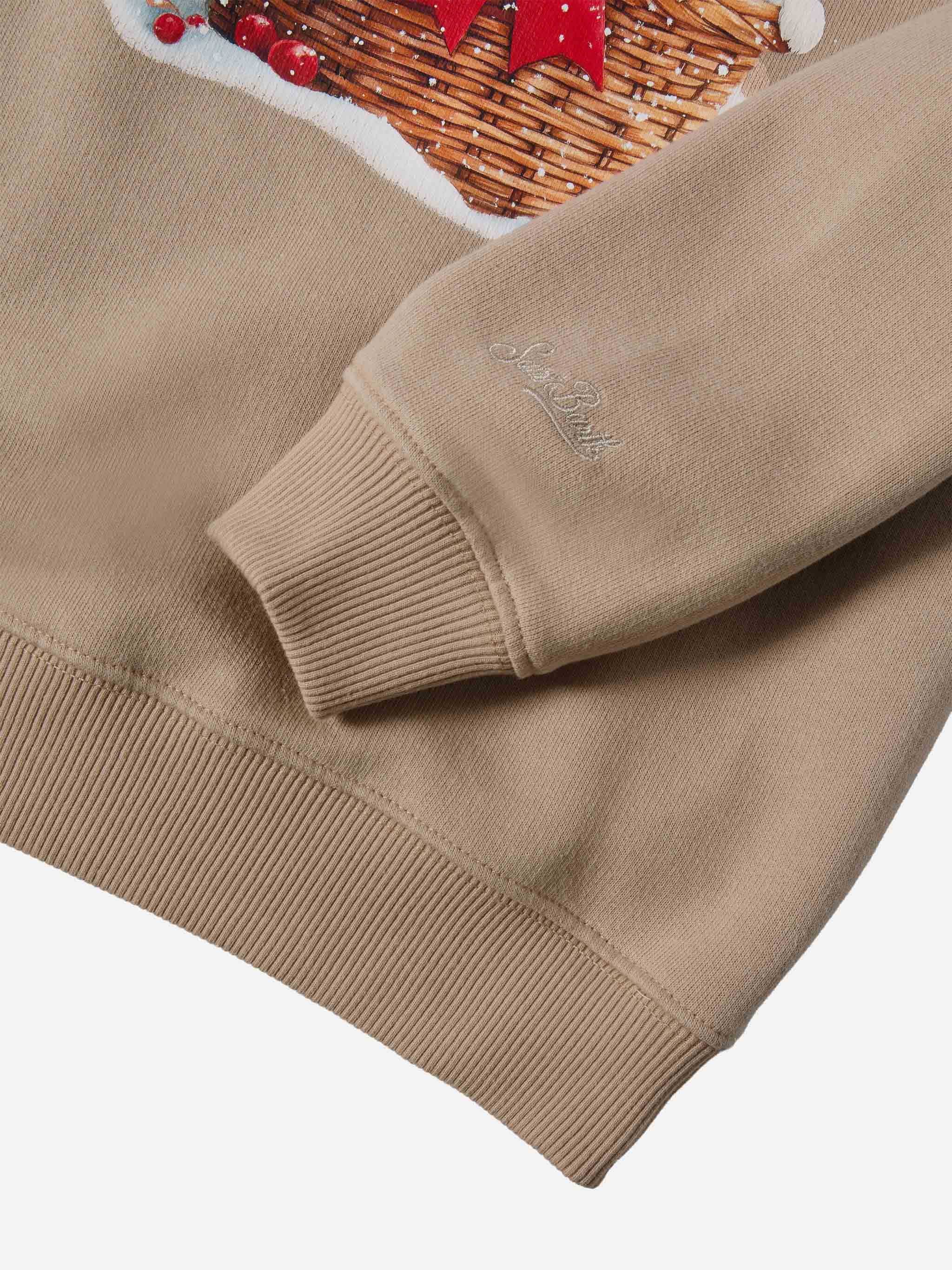 Briony Crewneck Sweatshirt With Puppies Print And Embroidery Brown