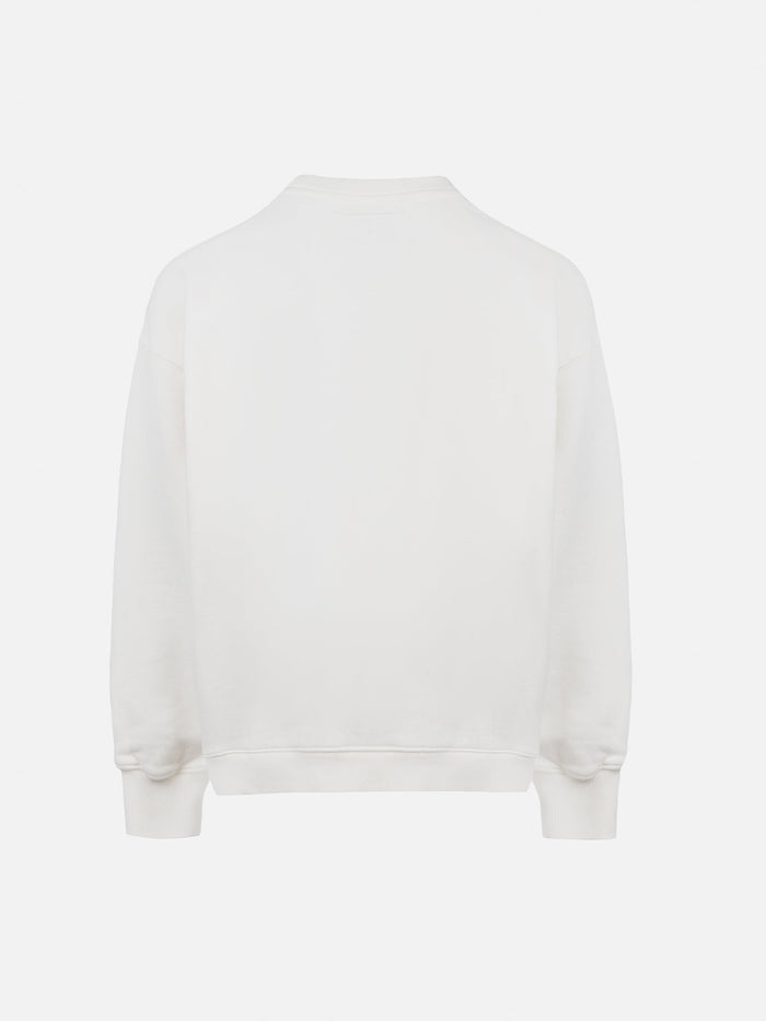 Girl Crewneck Sweatshirt Briony With Bunny Print And Embroidery White