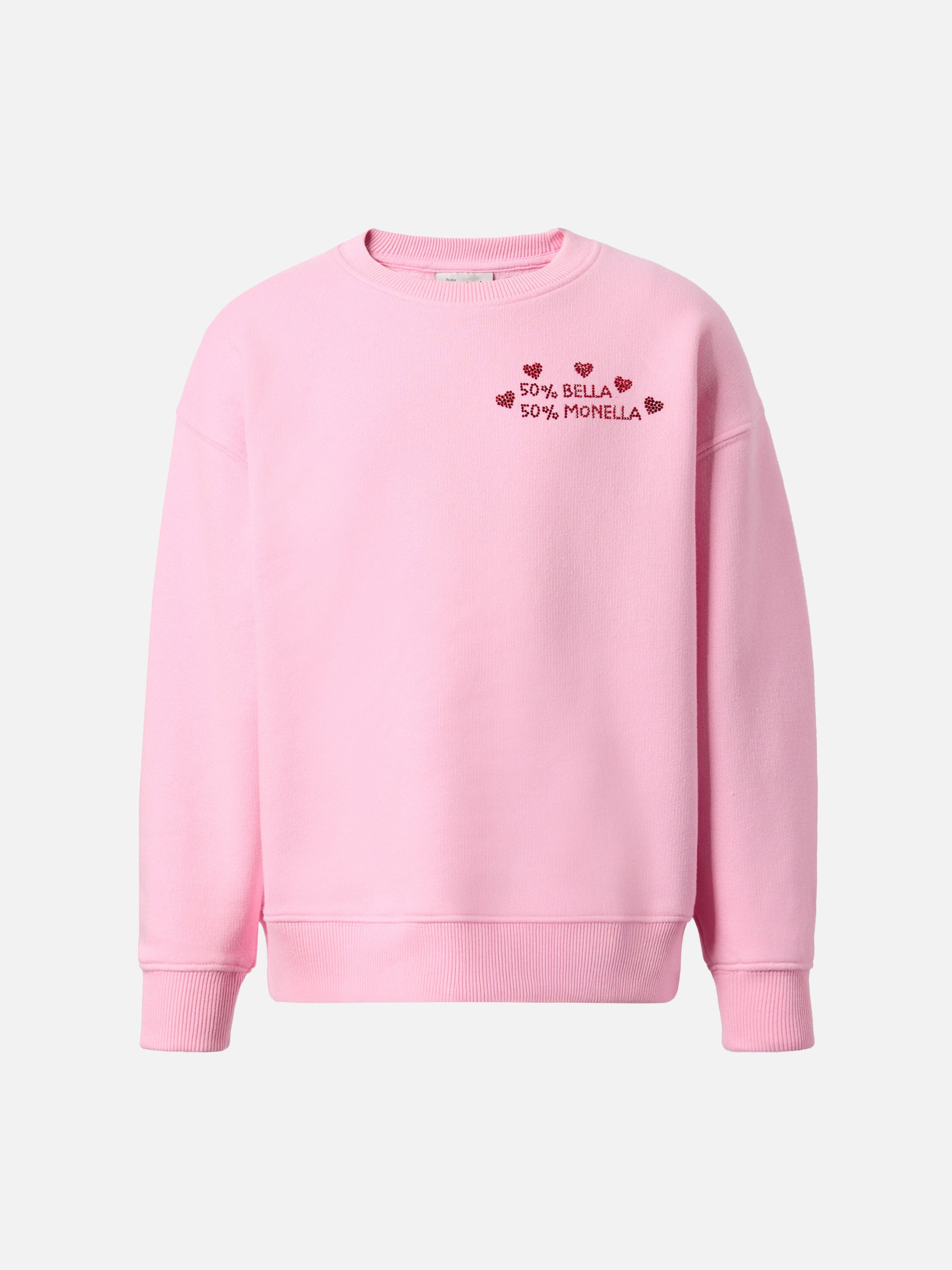 Briony Crewneck Sweatshirt With Bella E Monella Rhinestone Appliqué Pink