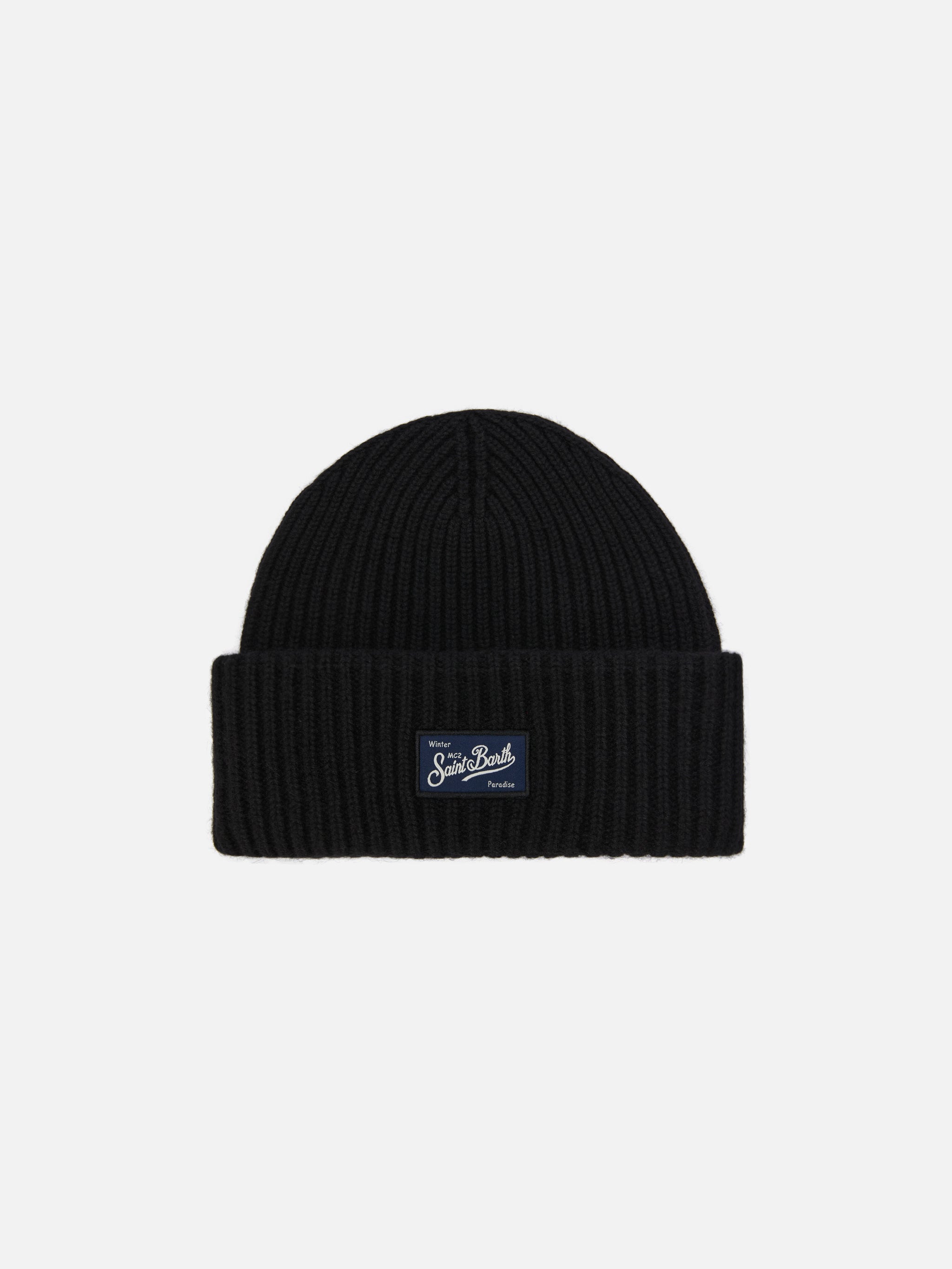 Berry W Ribbed Cashmere-Blend Beanie Black Hat