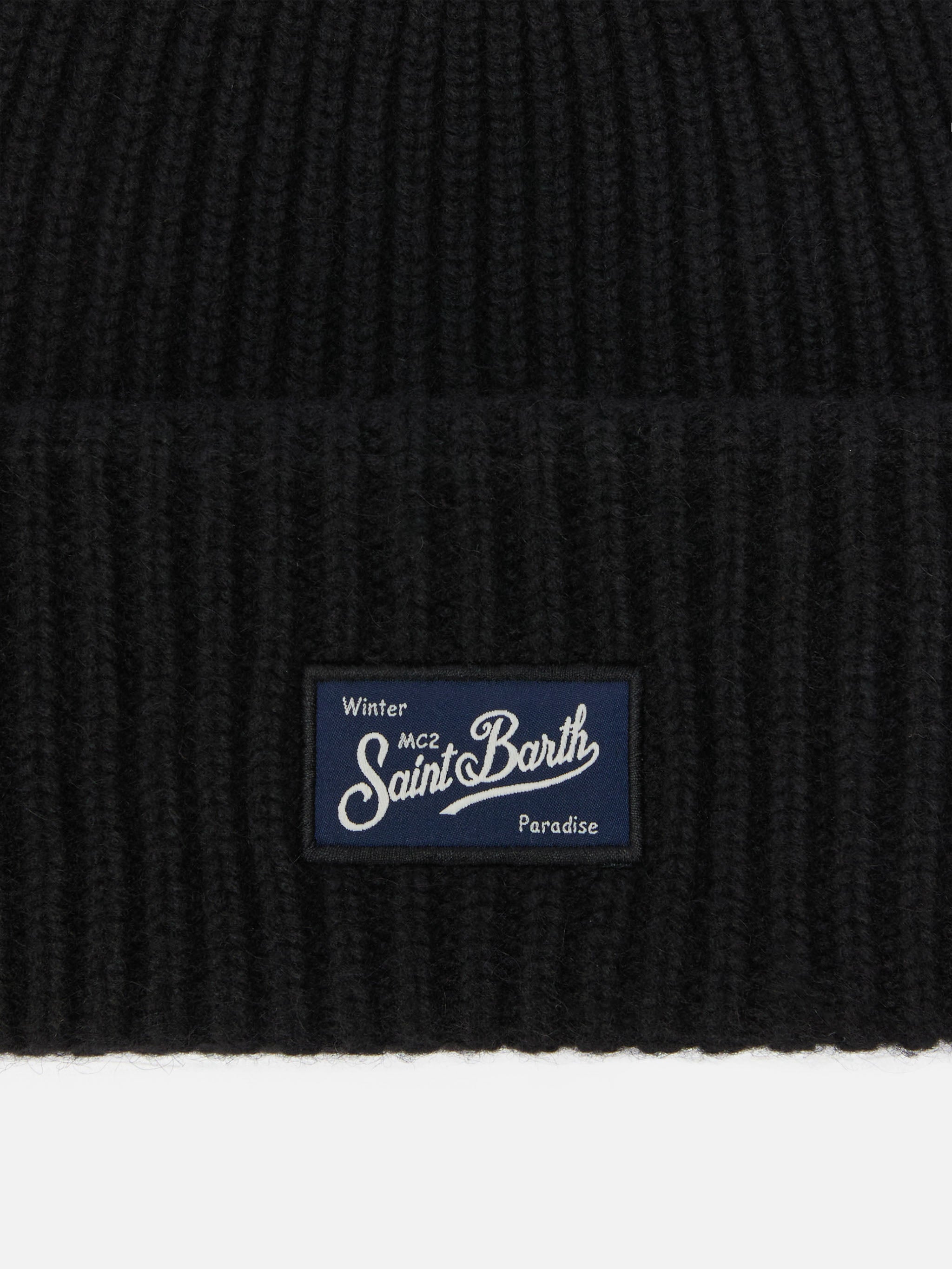 Berry W Ribbed Cashmere-Blend Beanie Black Hat
