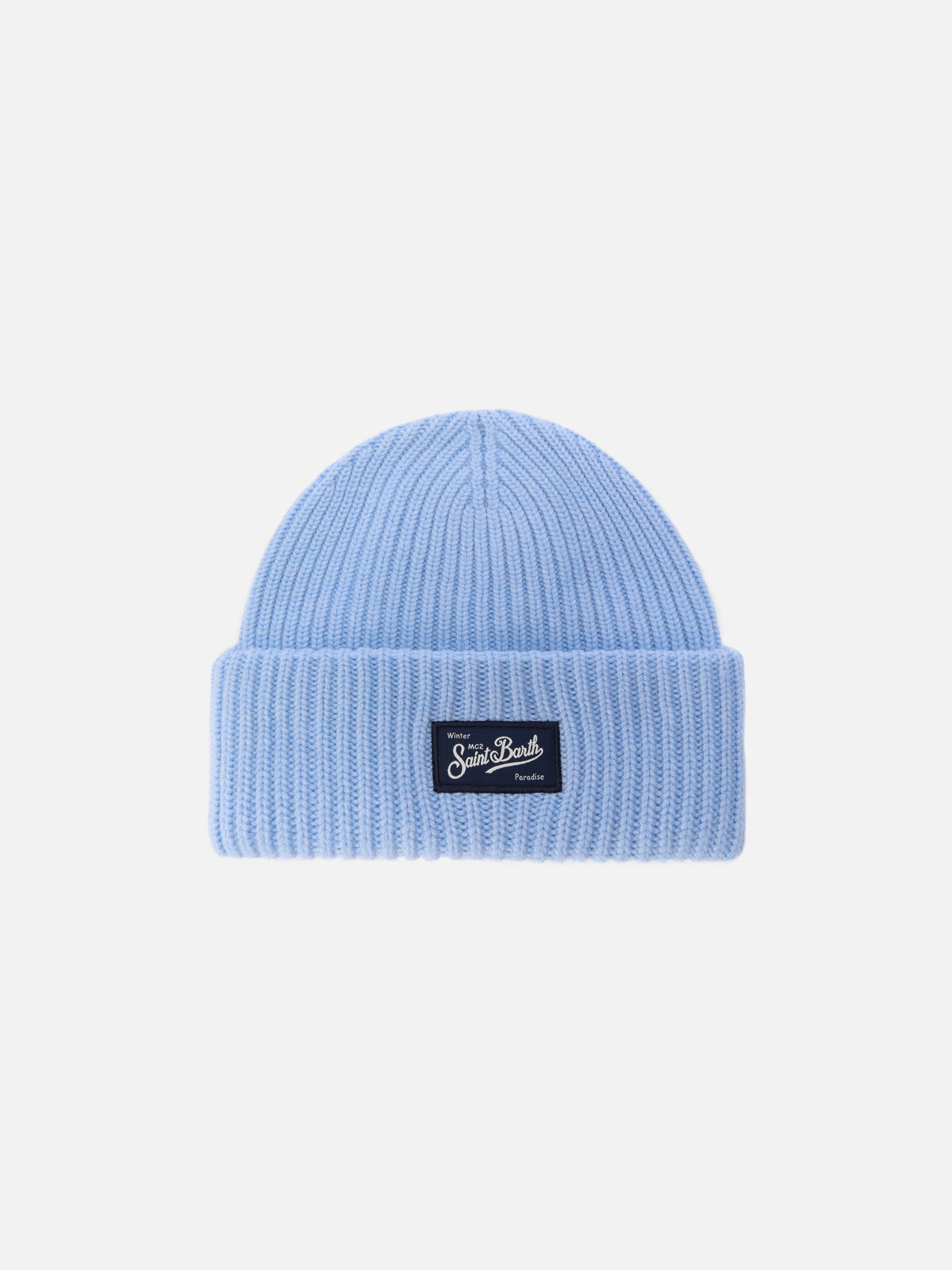 Berry W Ribbed Cashmere-Blend Beanie Light Blue Hat