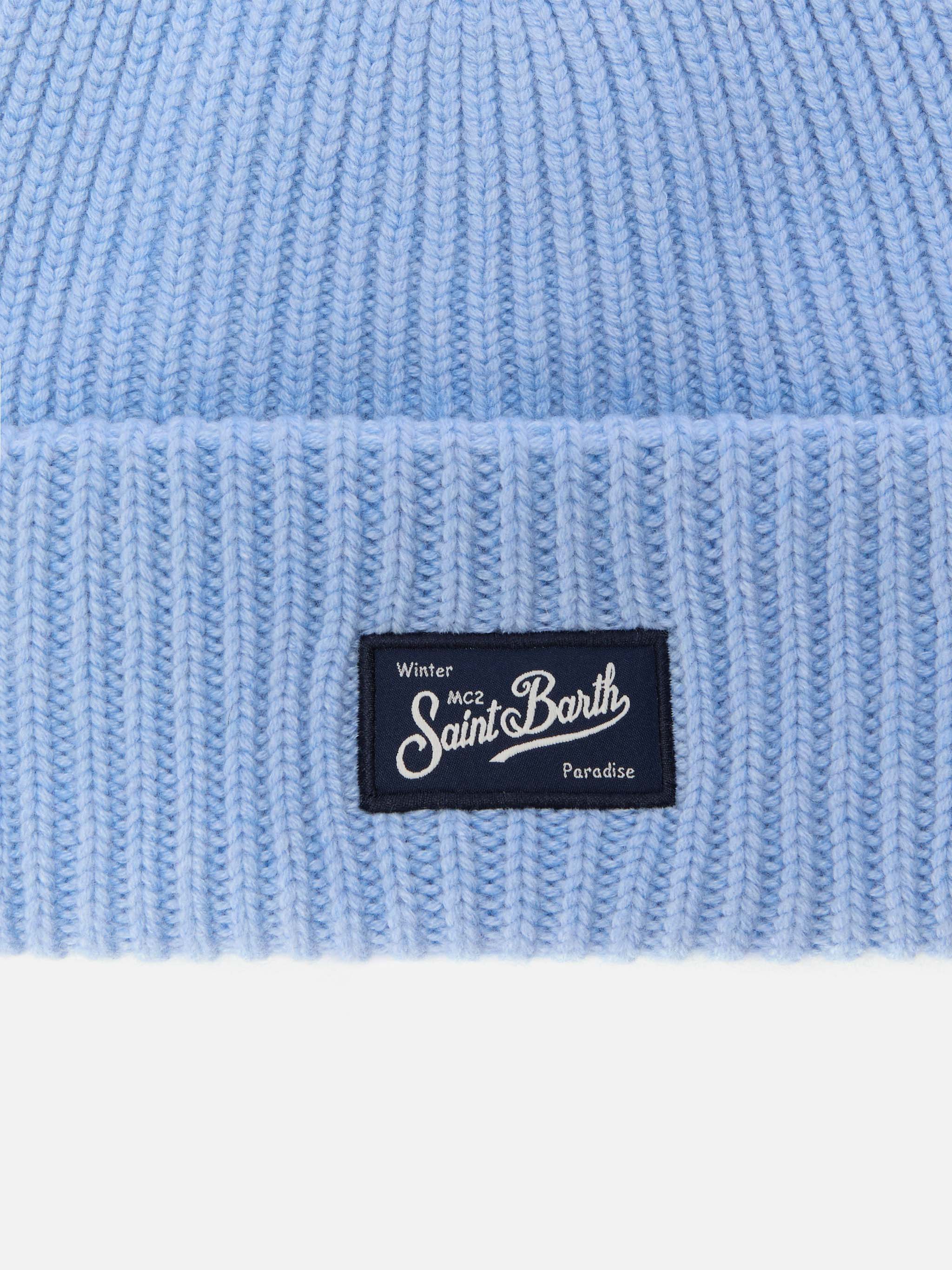 Berry W Ribbed Cashmere-Blend Beanie Light Blue Hat